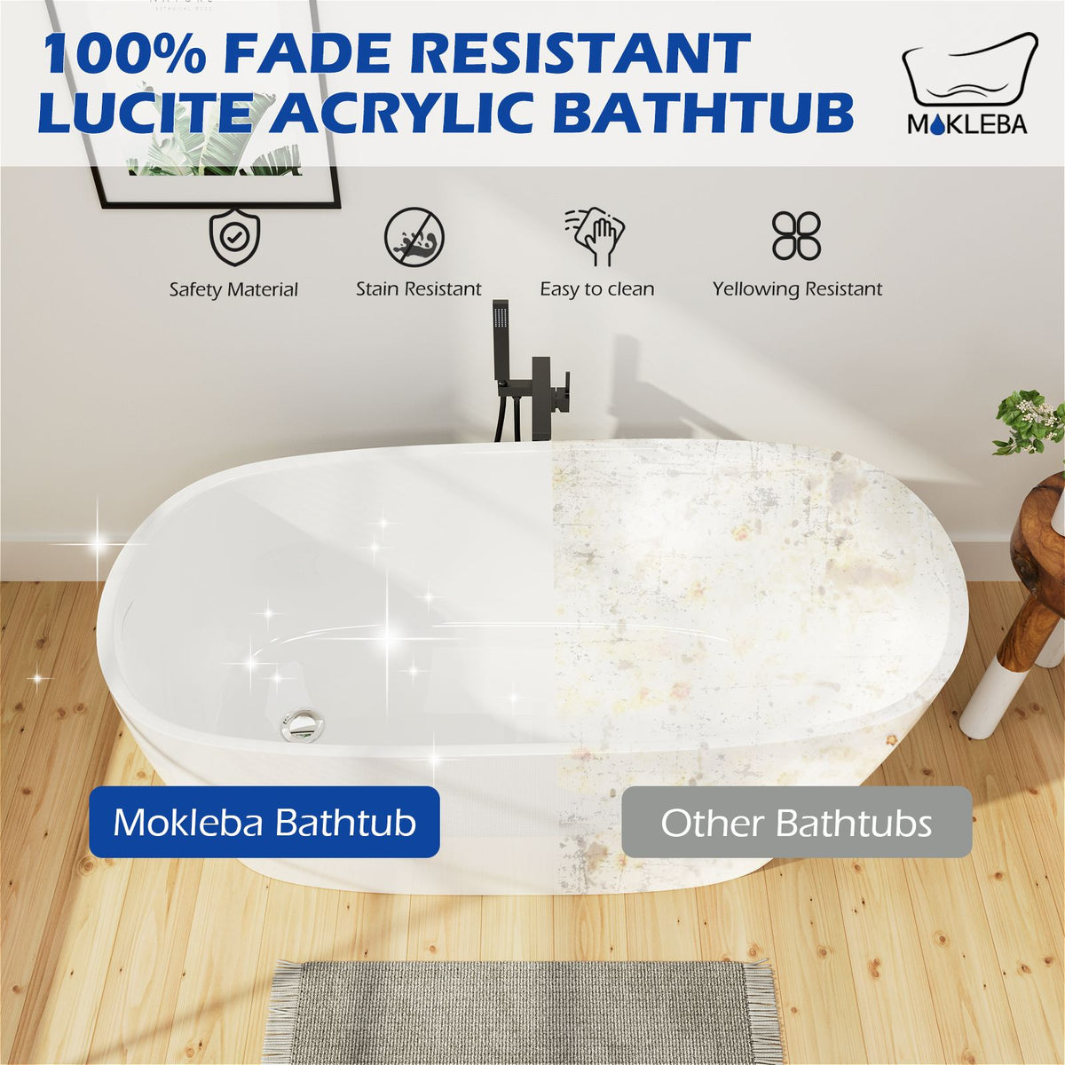 100% Fade Resistant Lucite Acrylic Bathtub