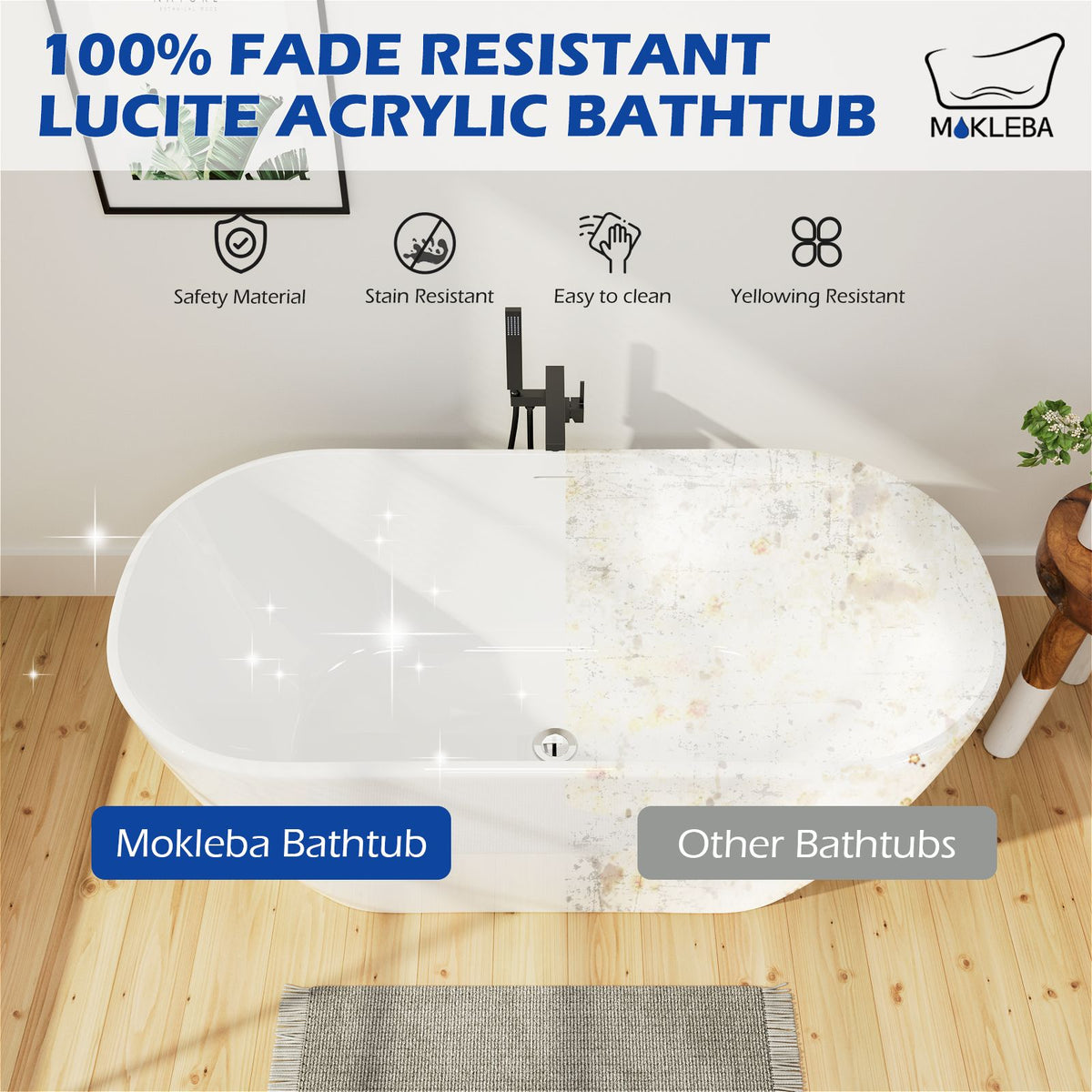 100% Fade Resistant Lucite Acrylic Bathtub