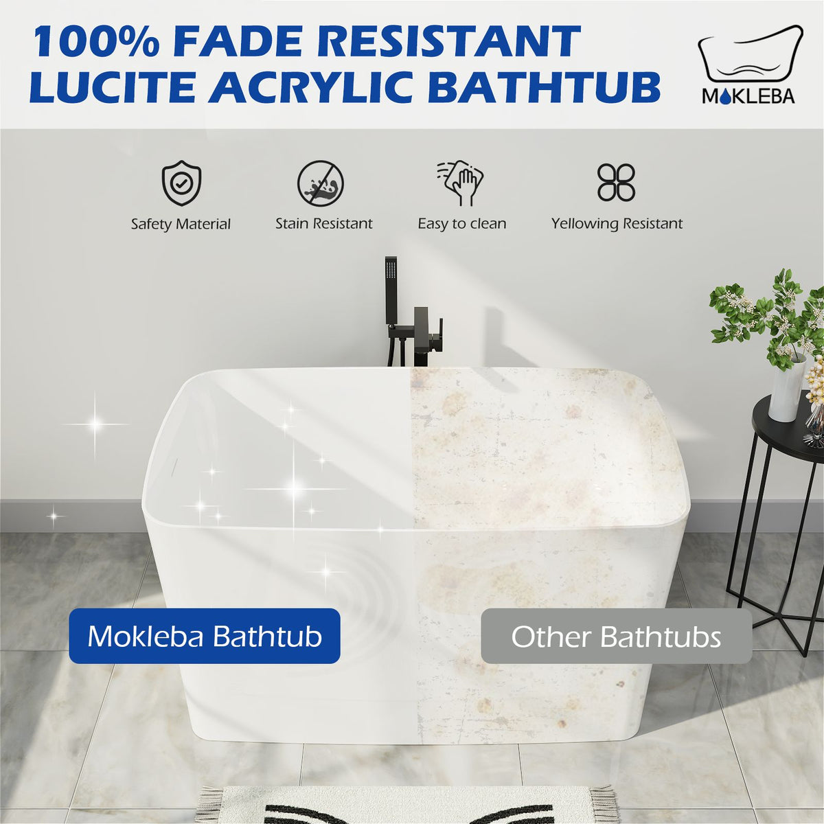 100% Fade Resistant Lucite Acrylic Bathtub