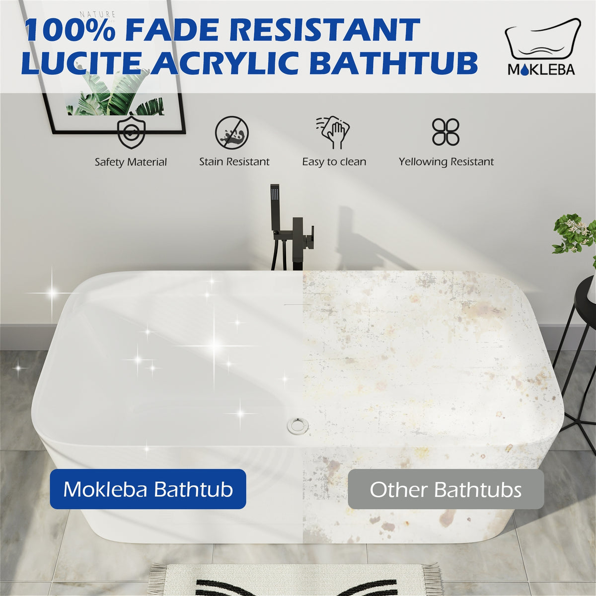 100% Fade Resistant Lucite Acrylic Bathtub