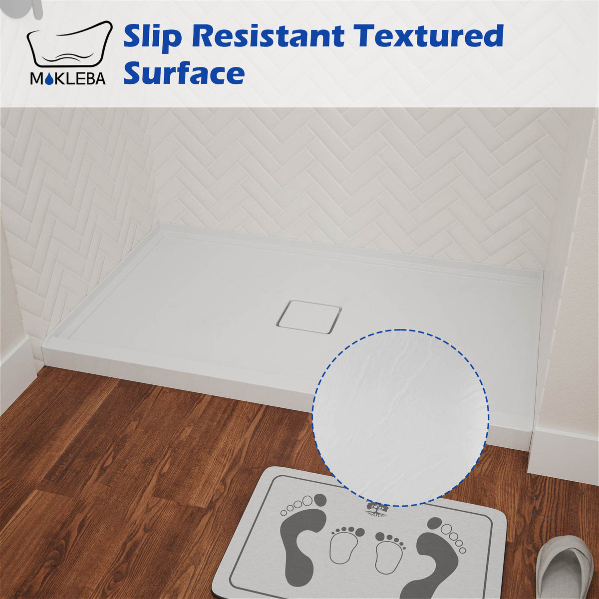 Mokleba 60"x36" Center Drain Square Outlet Shower Pan