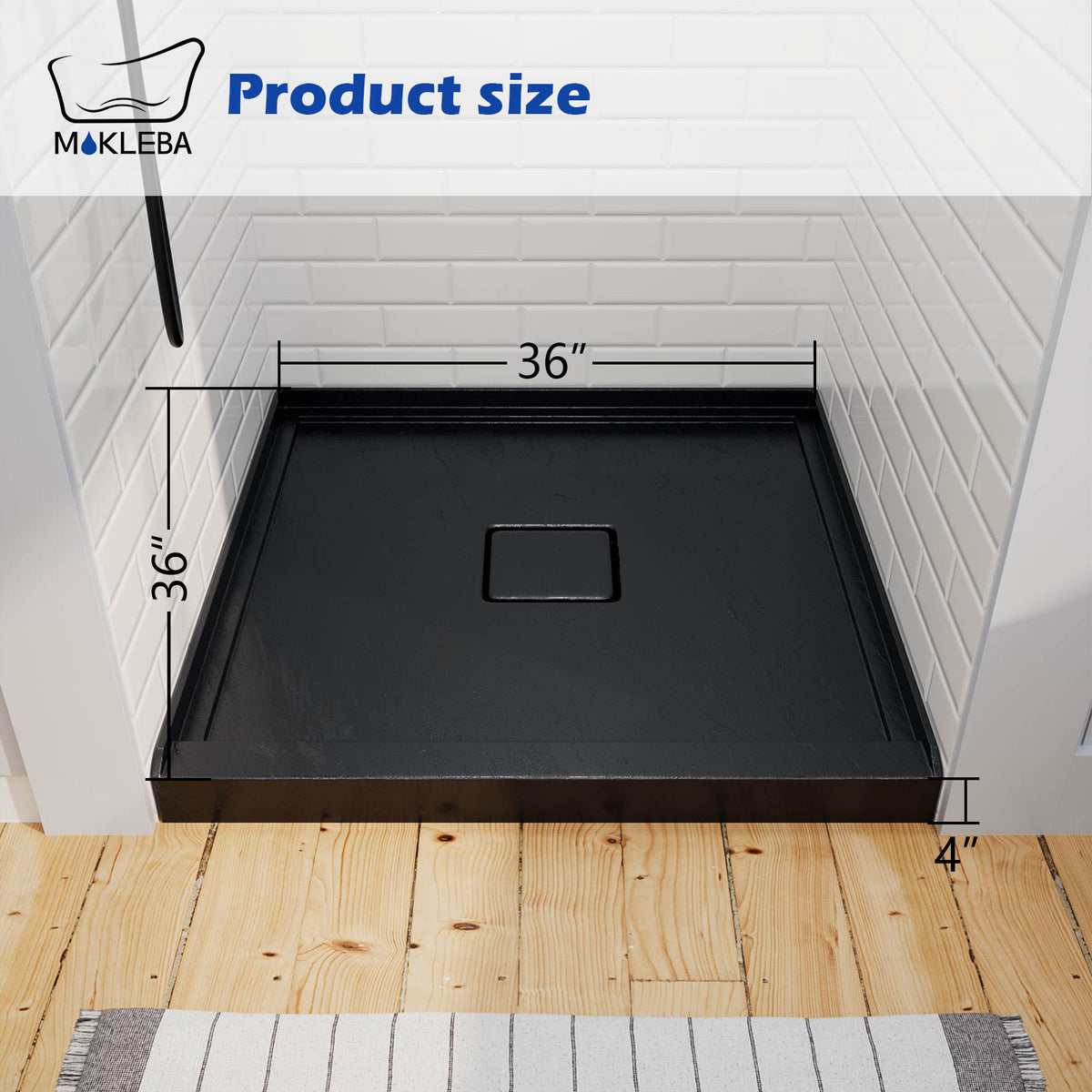 Mokleba 36"x36" Square Center Drain Shower Pan