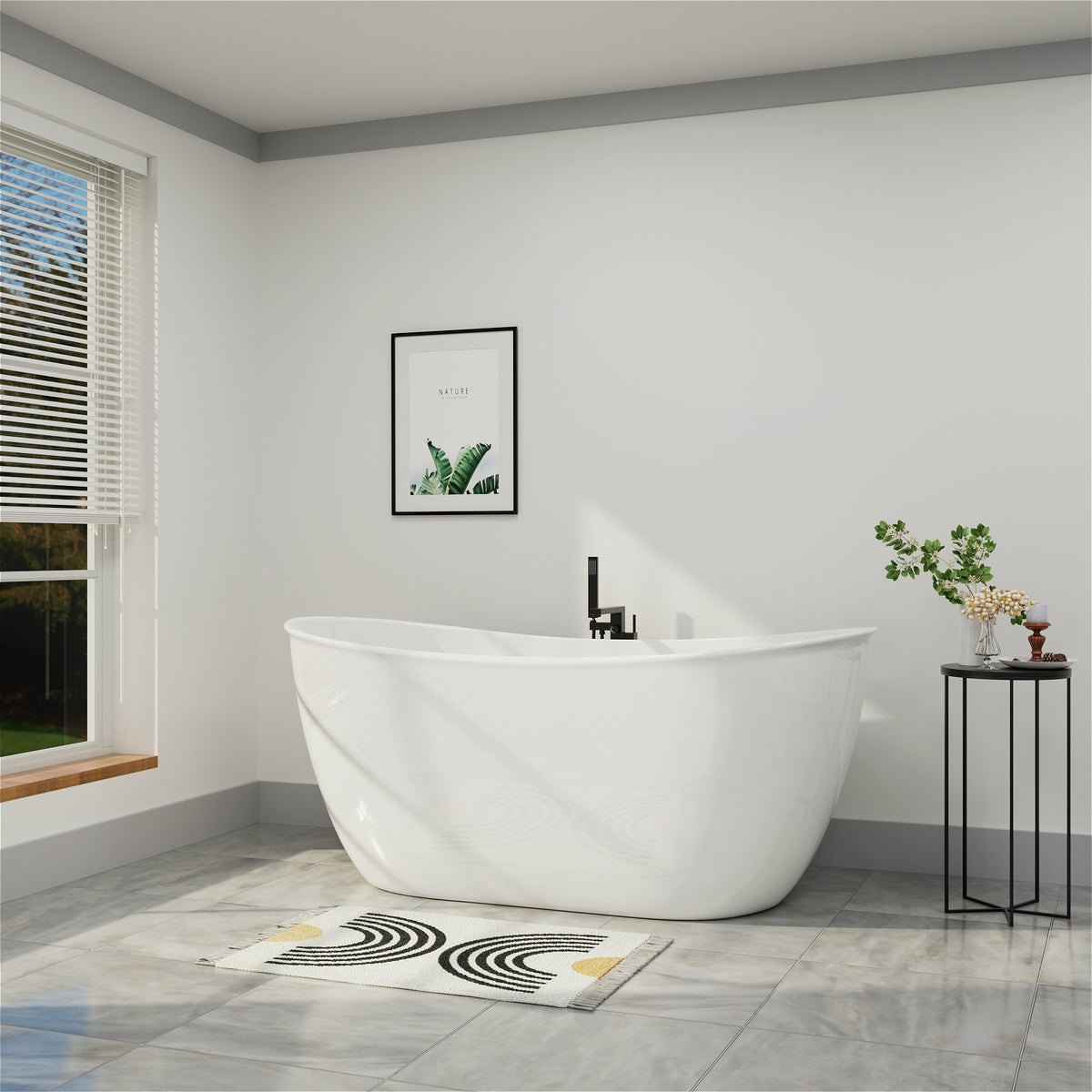 59 Inch Double Slipper Acrylic Bathtub by Mokleba