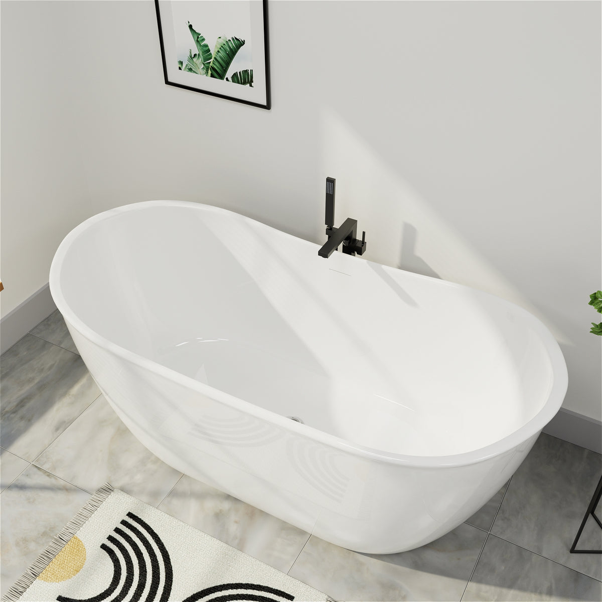 59 Inch Mokleba Freestanding Slipper Bathtub