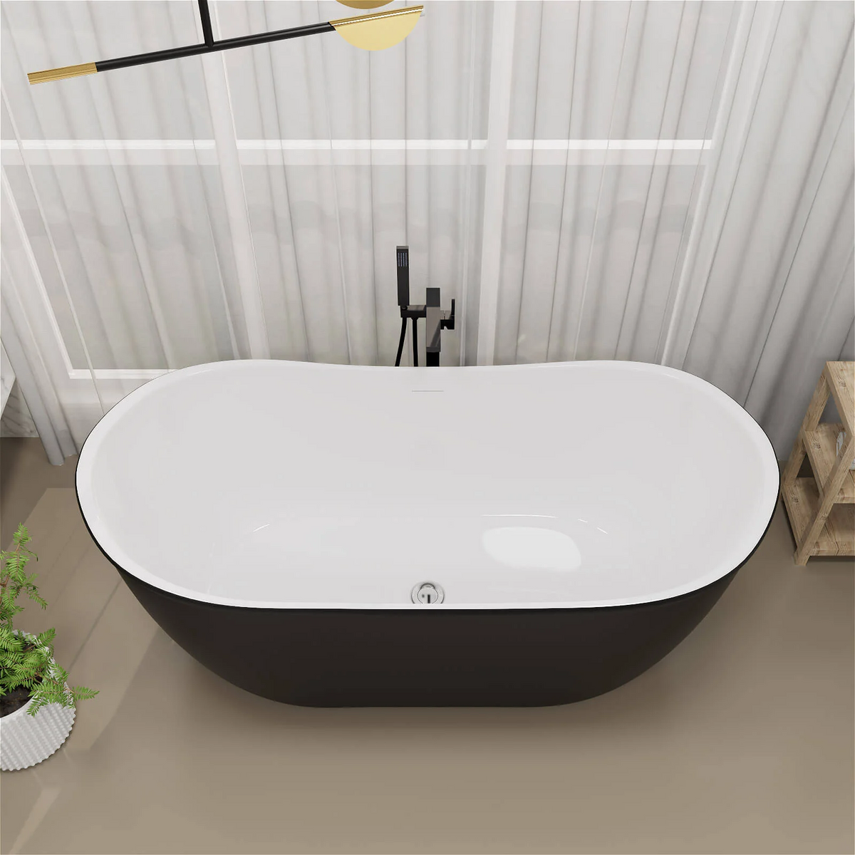 59 Inch Mokleba Freestanding Slipper Bathtub Black