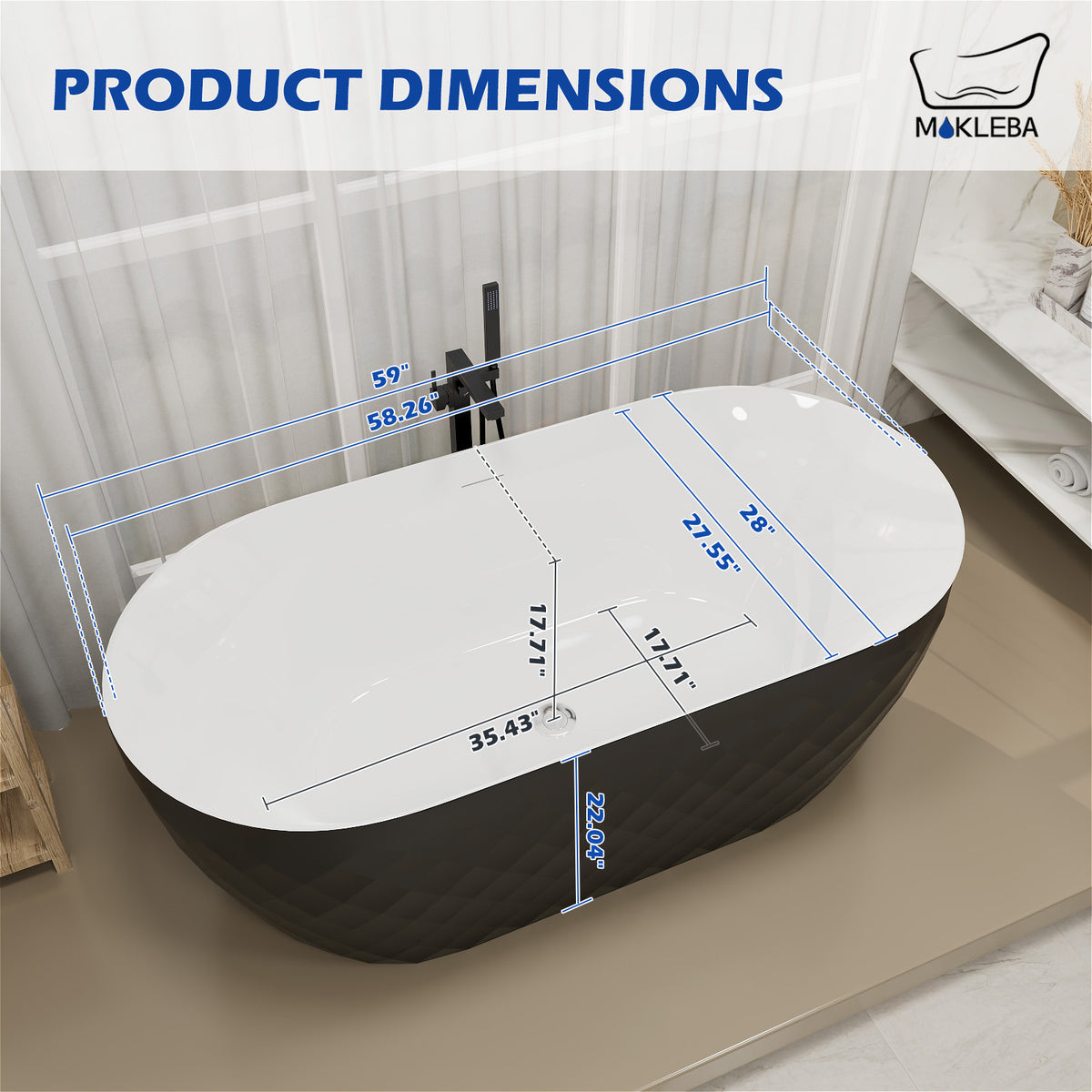 Bathtub Product Dimensions
