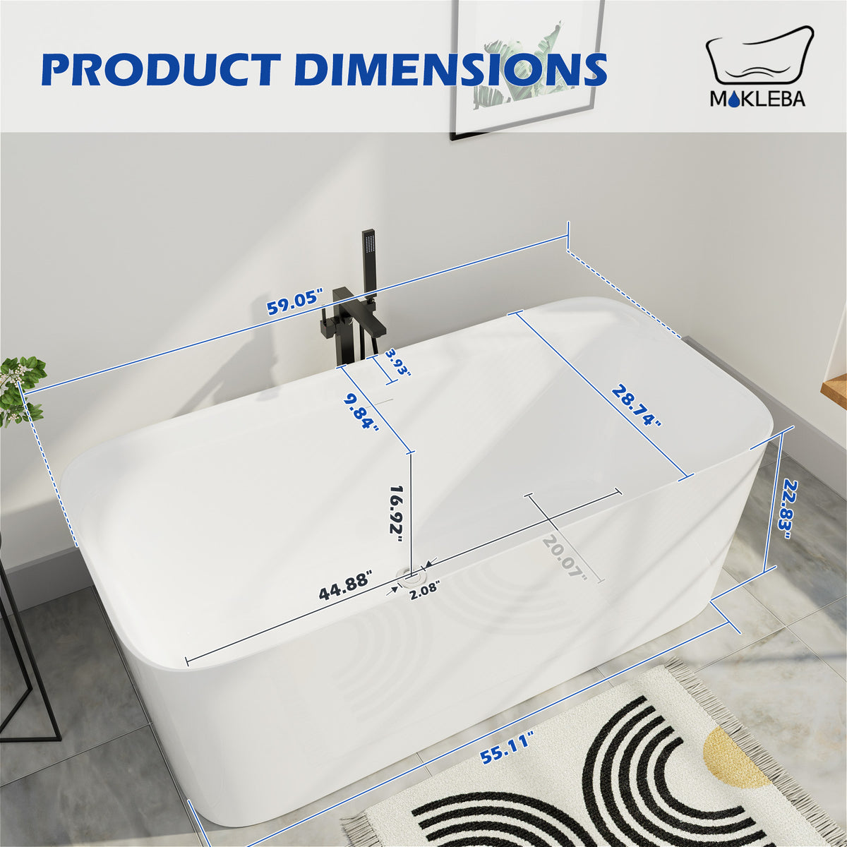 Bathtub Product Dimensions