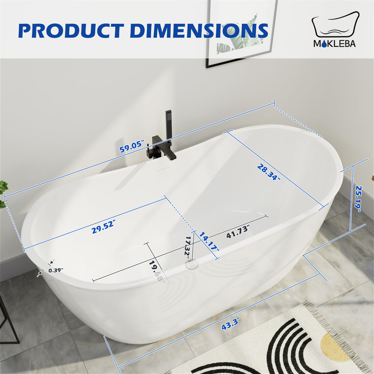 Bathtub Product Dimensions