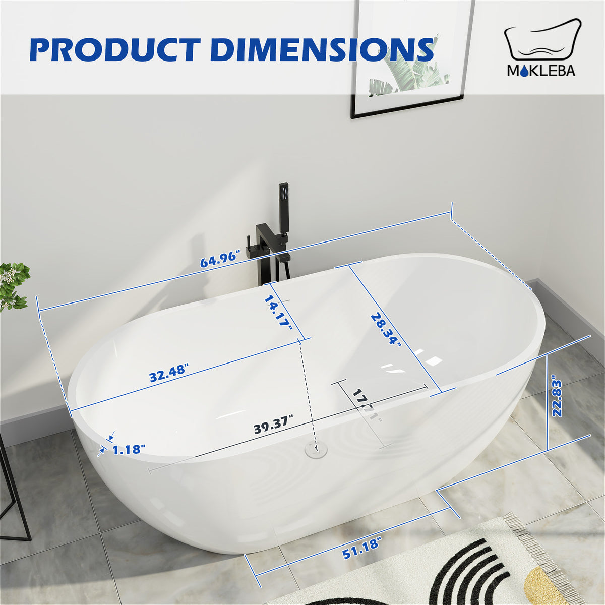 Bathtub Product Dimensions