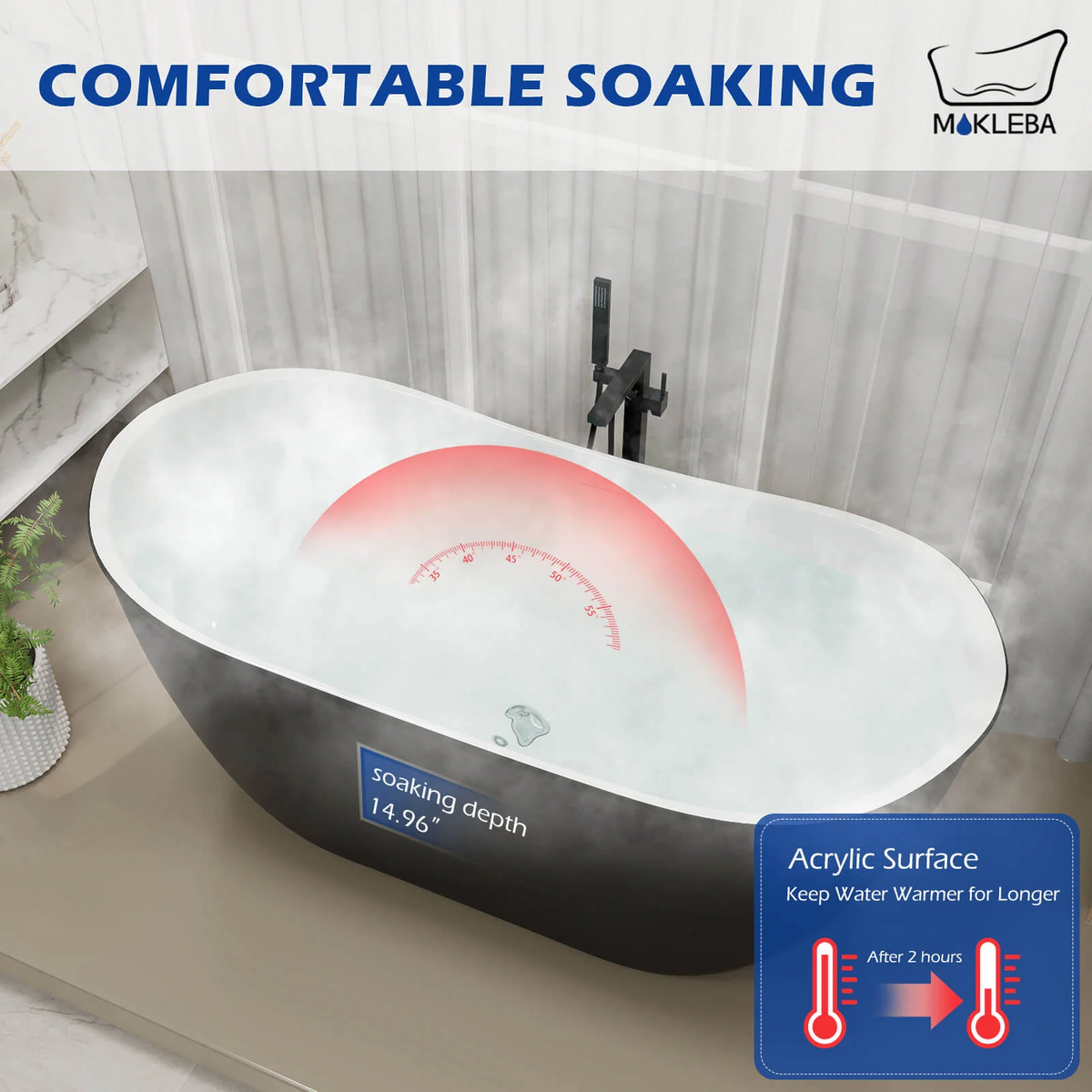 Comfortable Soaking Depth Black