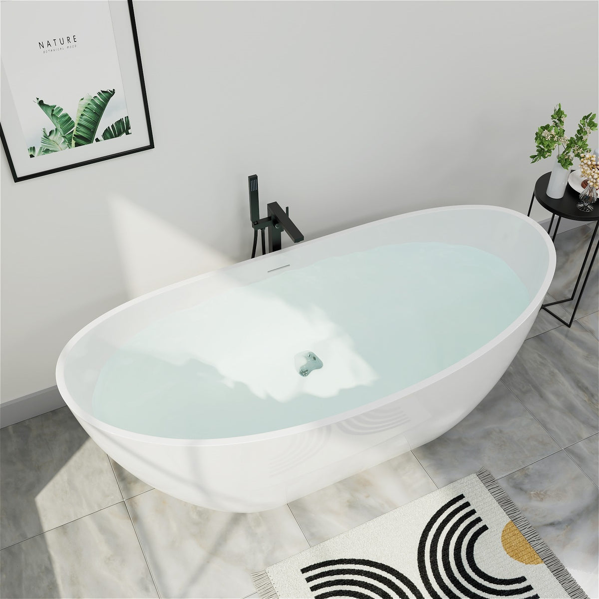 Irregular Rectangle 67 Inch Acrylic Freestanding Tub