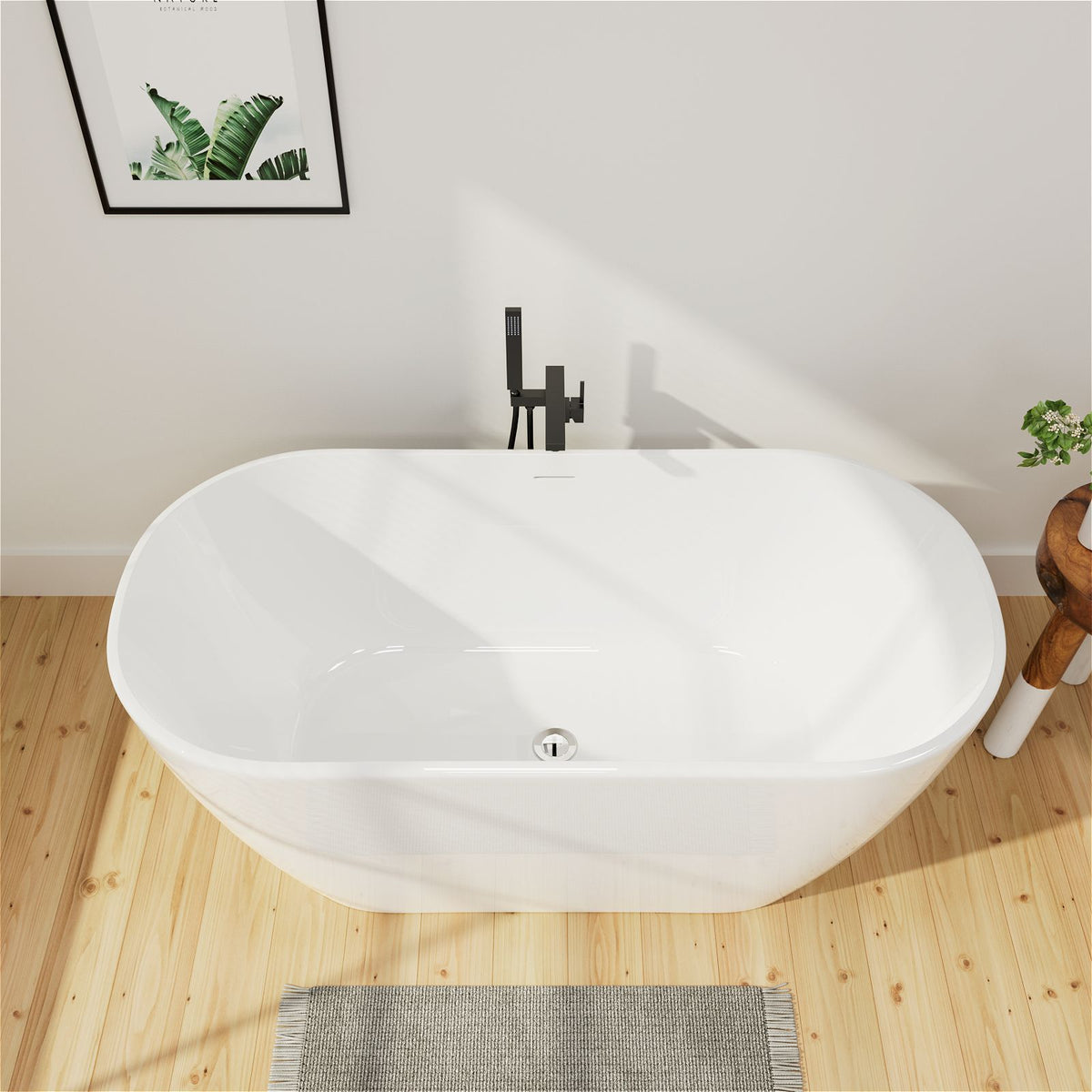Mokleba White 59" Oval Double Slipper Bathtub