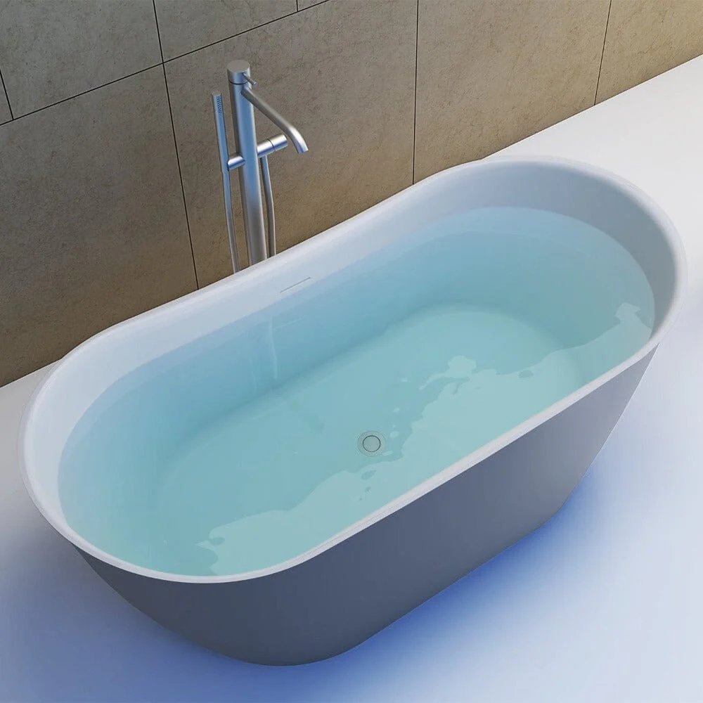 Mokleba 59 Inch Acrylic Deep Soaking Bathtub Gray