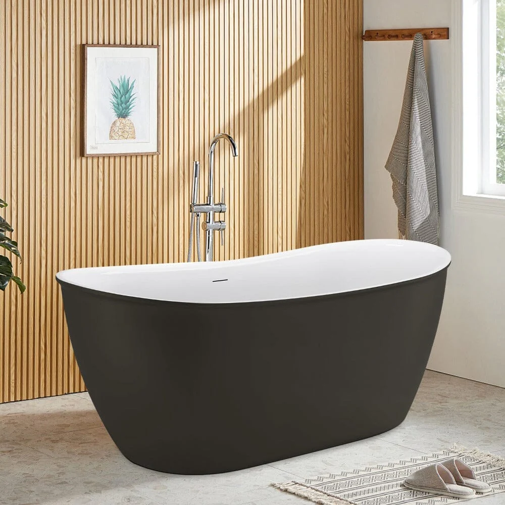 Mokleba 59 Inch Double Slipper Freestanding Tub Gray