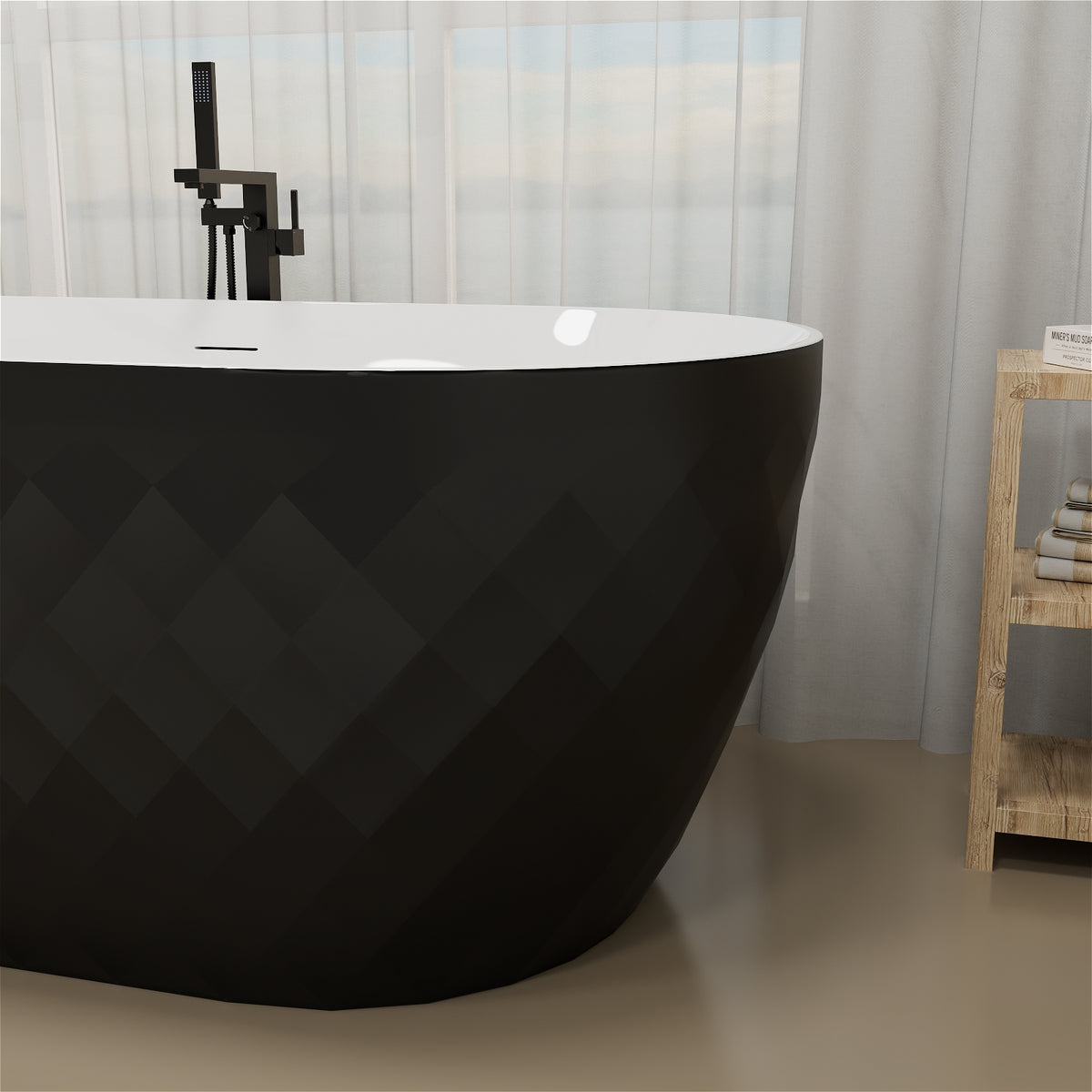 Mokleba 59" Soaking Tub in Black and White