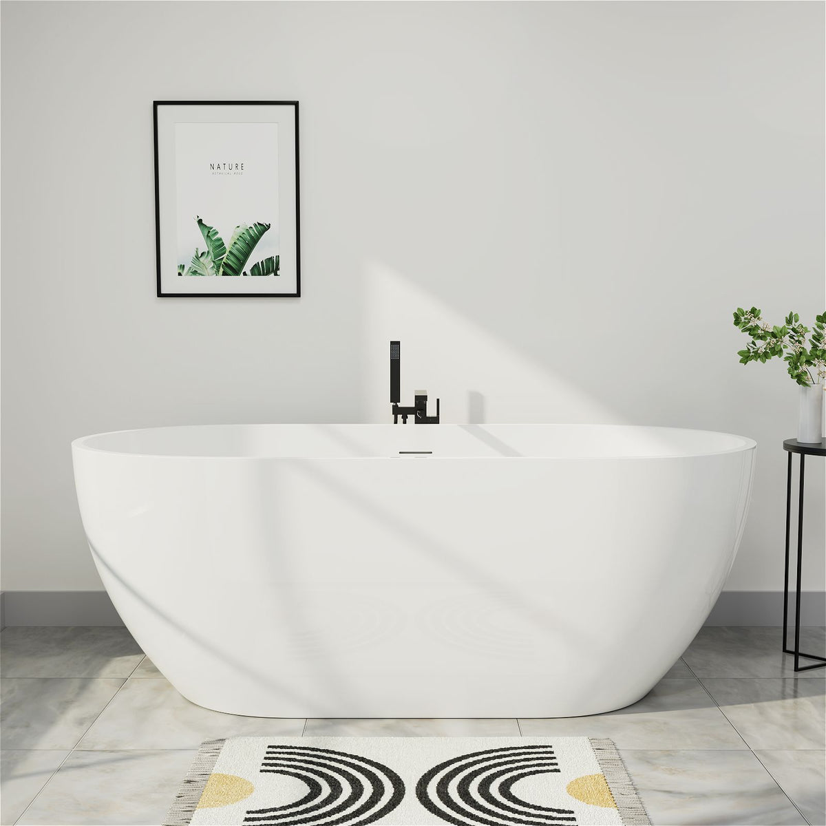 Mokleba 70" x 24" Oval Freestanding Acrylic Bathtub with Ergonomic Design & Insulation