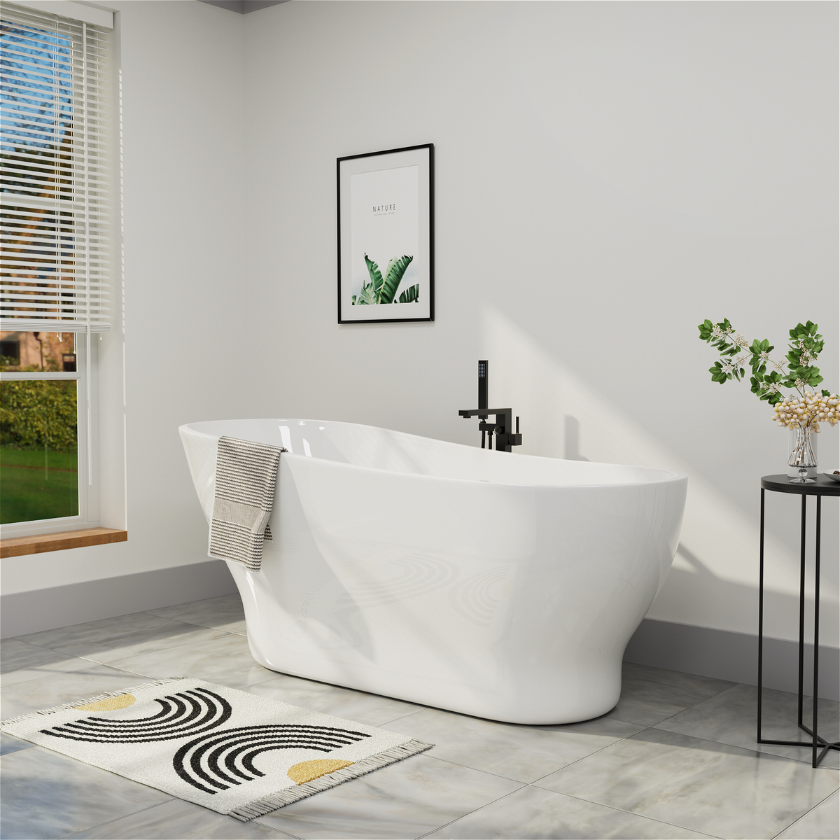Mokleba Acrylic Curved Slipper Tub 67 Inch
