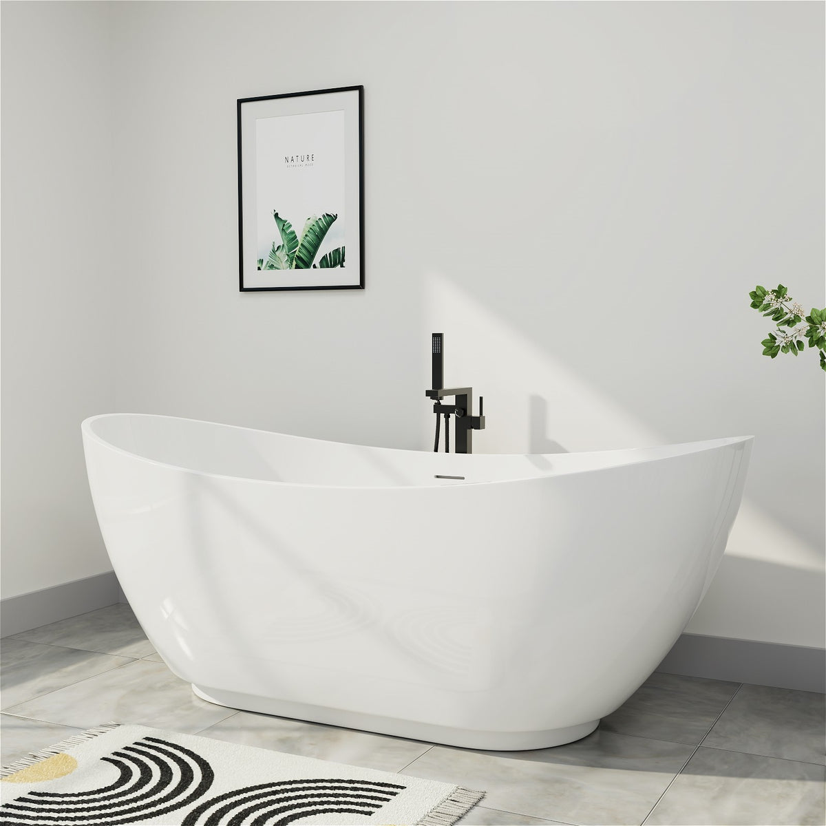 Mokleba 67 Inch Modern Acrylic Freestanding Bathtub