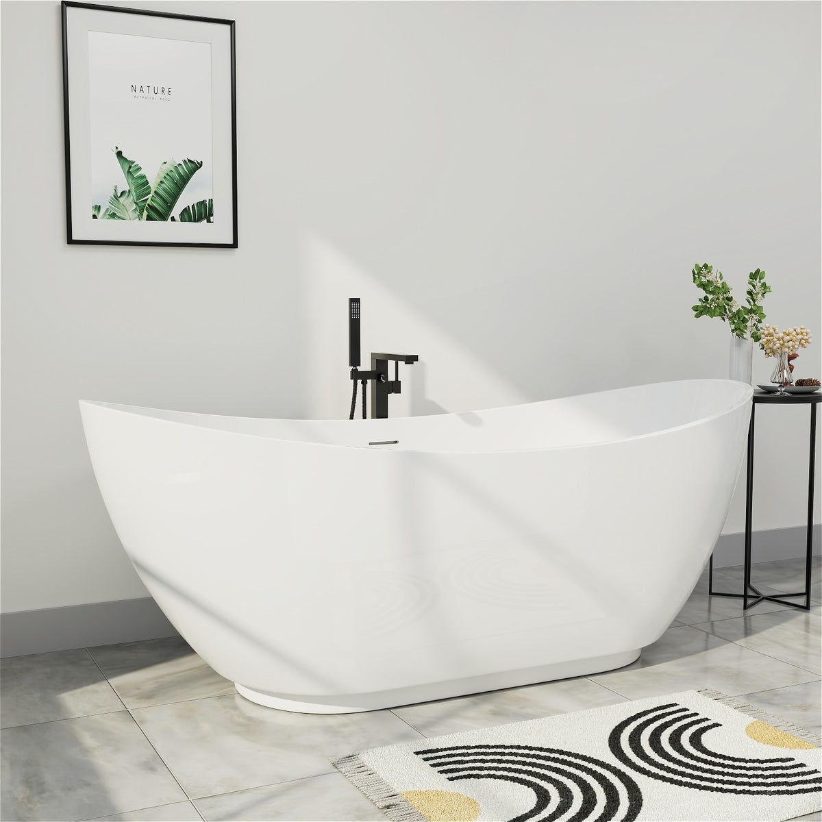 Mokleba Freestanding Acrylic Soaking Tub 67 Inch