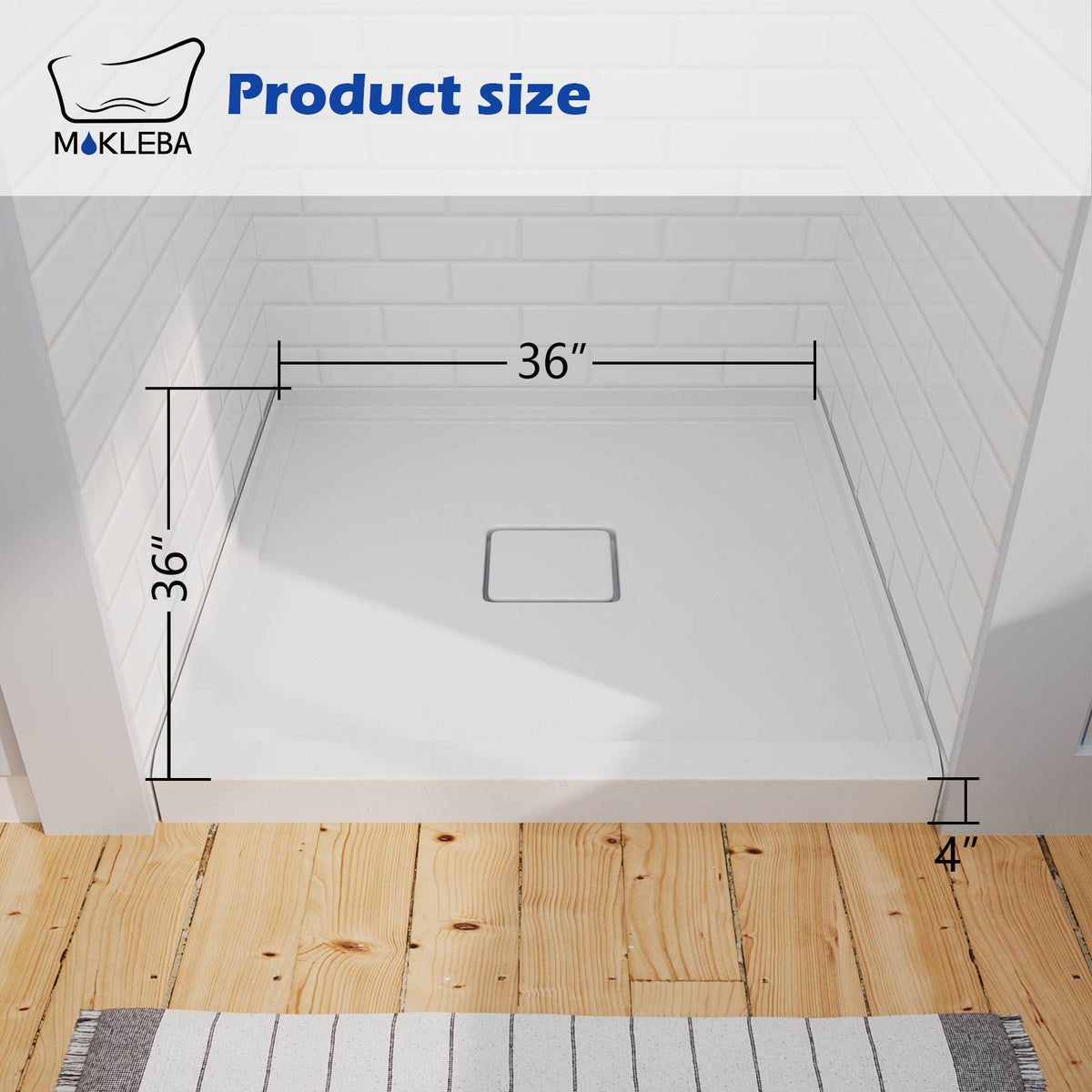 Mokleba 36"x36" Square Center Drain Shower Pan
