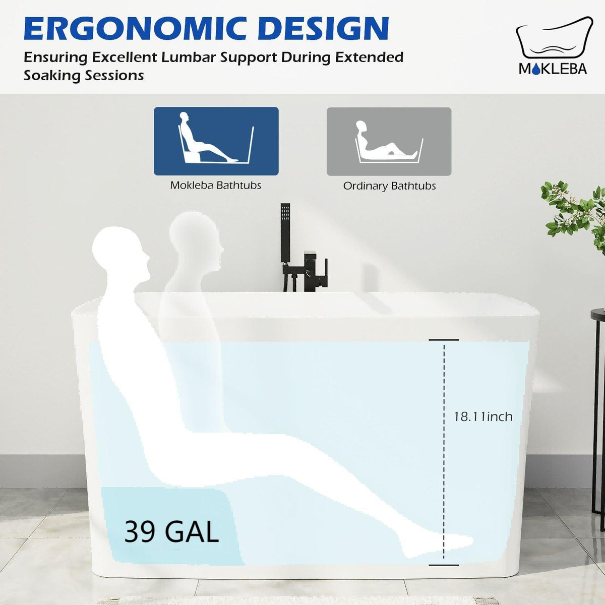 White Tub Ergonomic Design