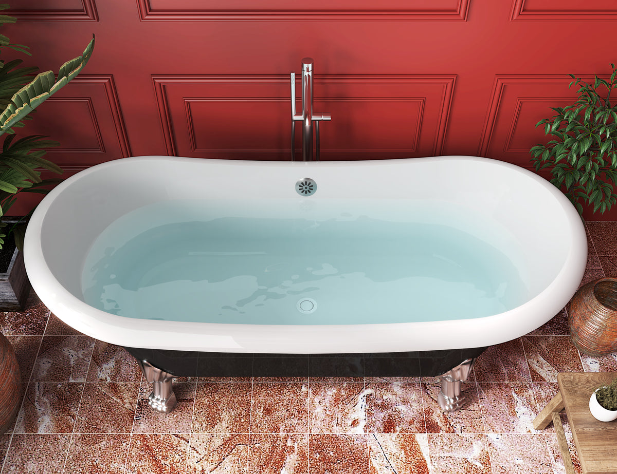 Mokleba 67" Acrylic Freestanding Bathtub with Claw Foot, Glossy White