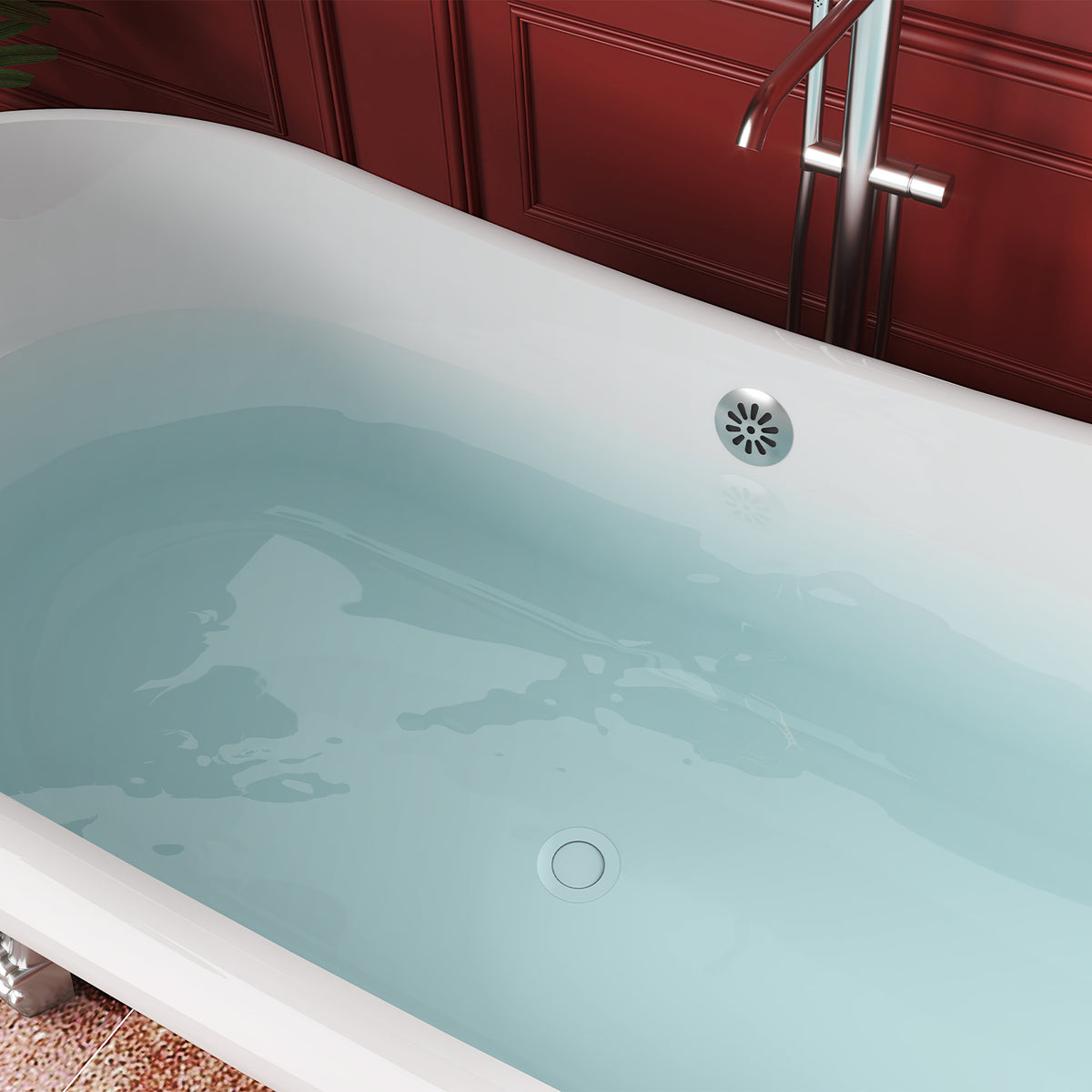 Mokleba 67" Acrylic Freestanding Bathtub with Claw Foot, Glossy White