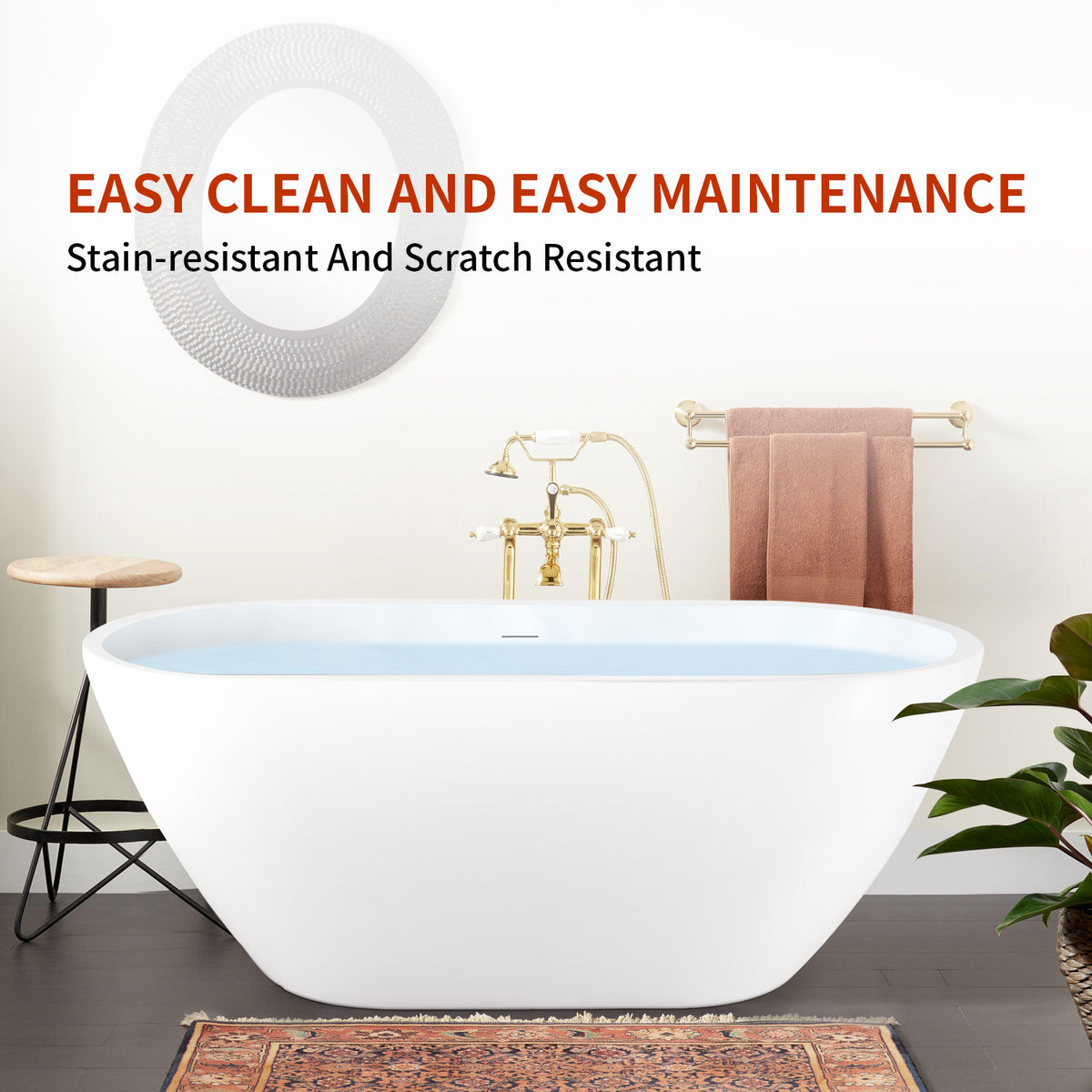 Mokleba 66" Oval Freestanding Acrylic Soaking Bathtub