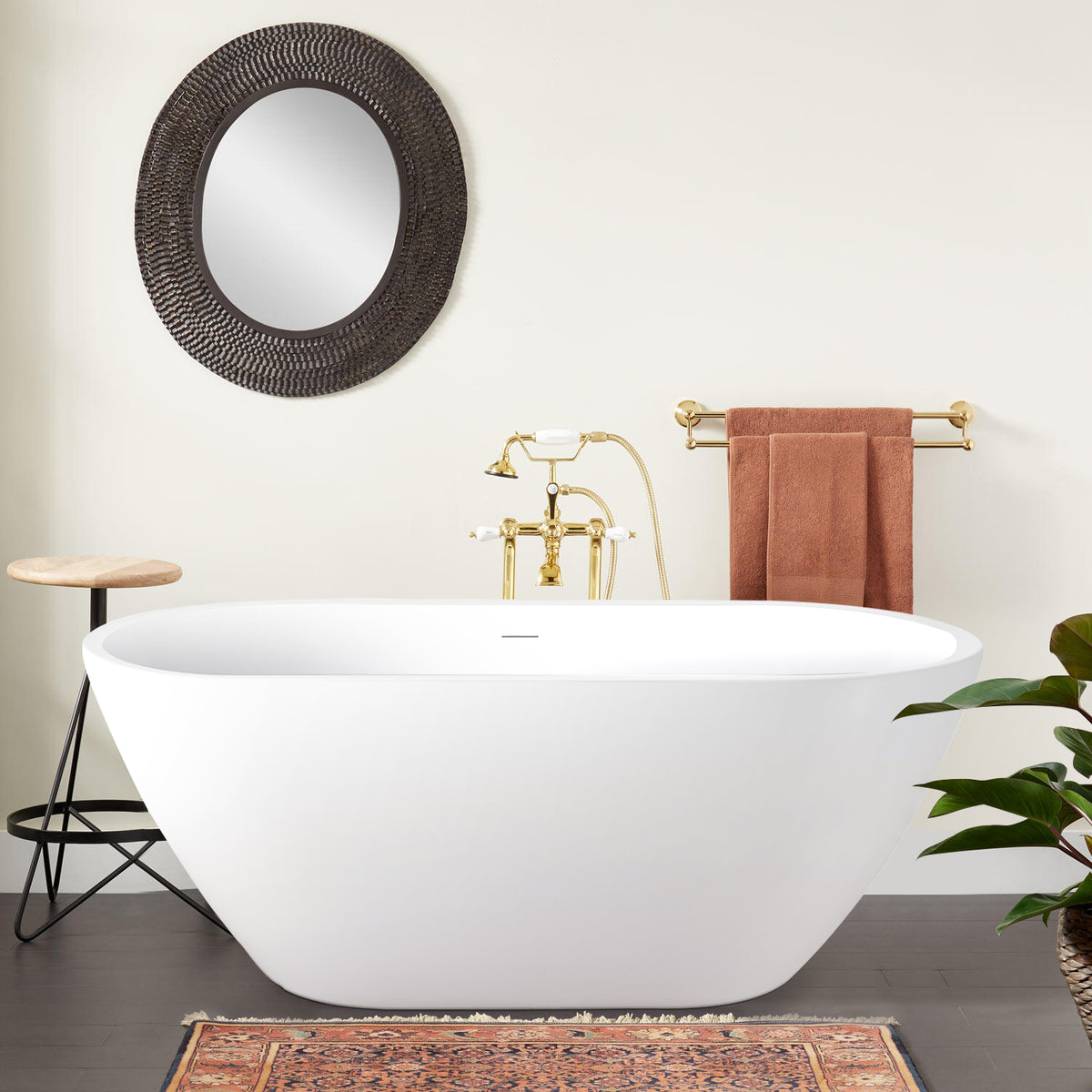 Mokleba 66" Oval Freestanding Acrylic Soaking Bathtub