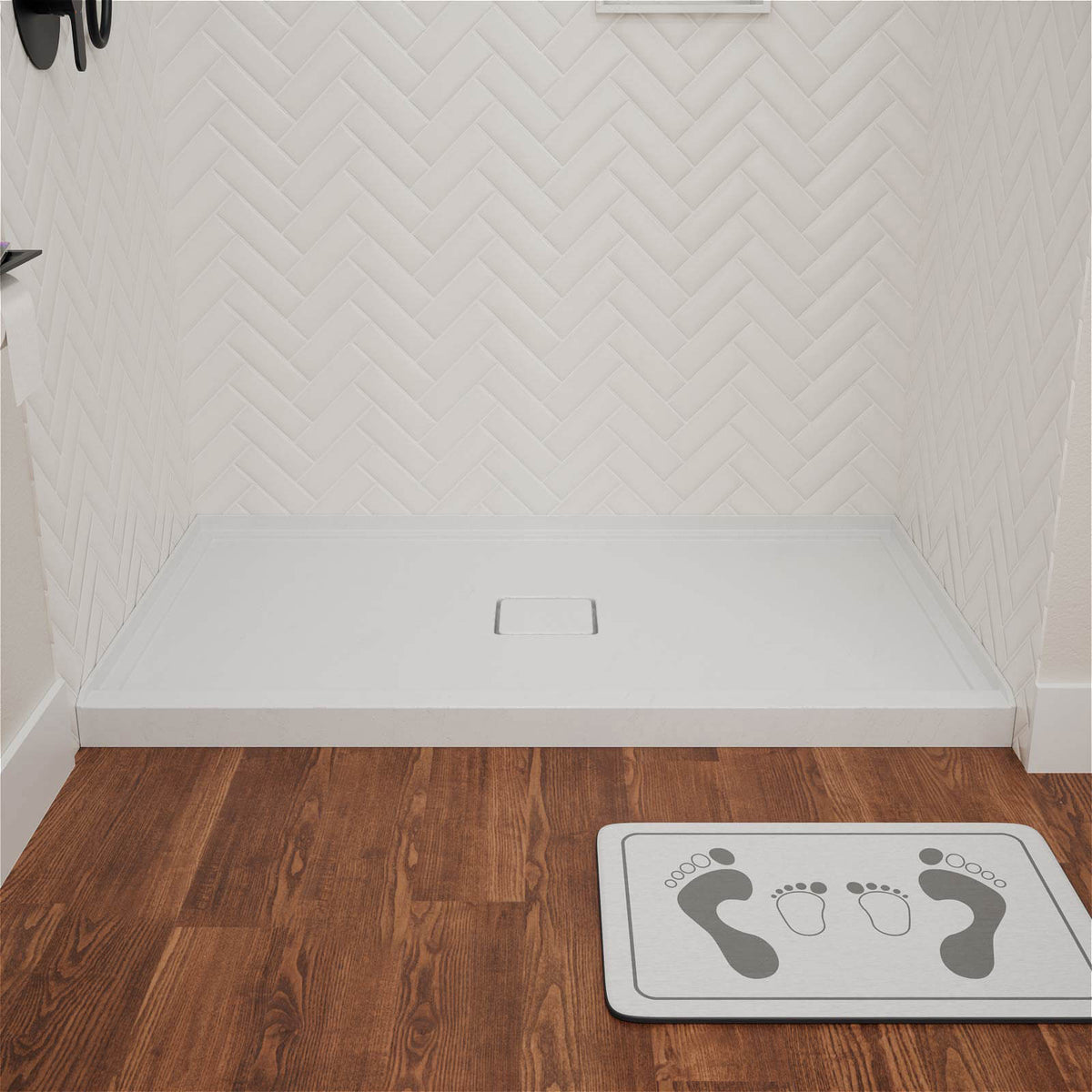 Mokleba 60" x 36" Shower Base with Center Drain, Magnetic Drain Cover, Acrylic Stone Composite, Slip-Resistant