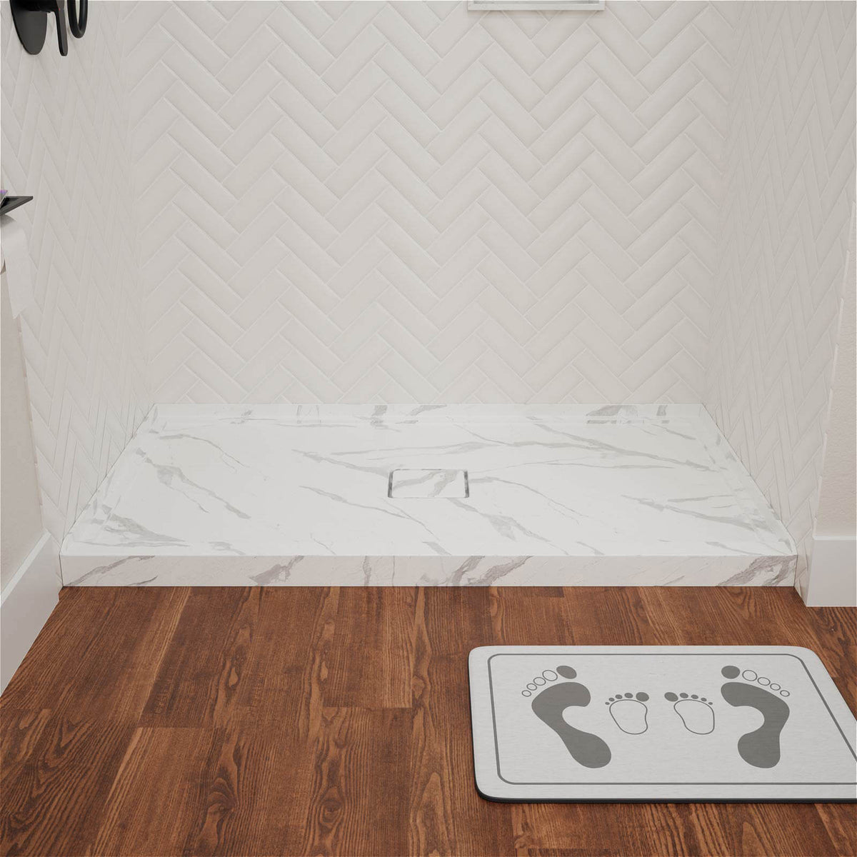 Mokleba 60" x 36" Shower Base with Center Drain, Magnetic Drain Cover, Acrylic Stone Composite, Slip-Resistant