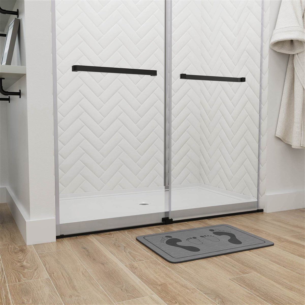 Mokleba 60" x 36" Shower Base with Center Drain, Acrylic Stone Composite, Slip-Resistant