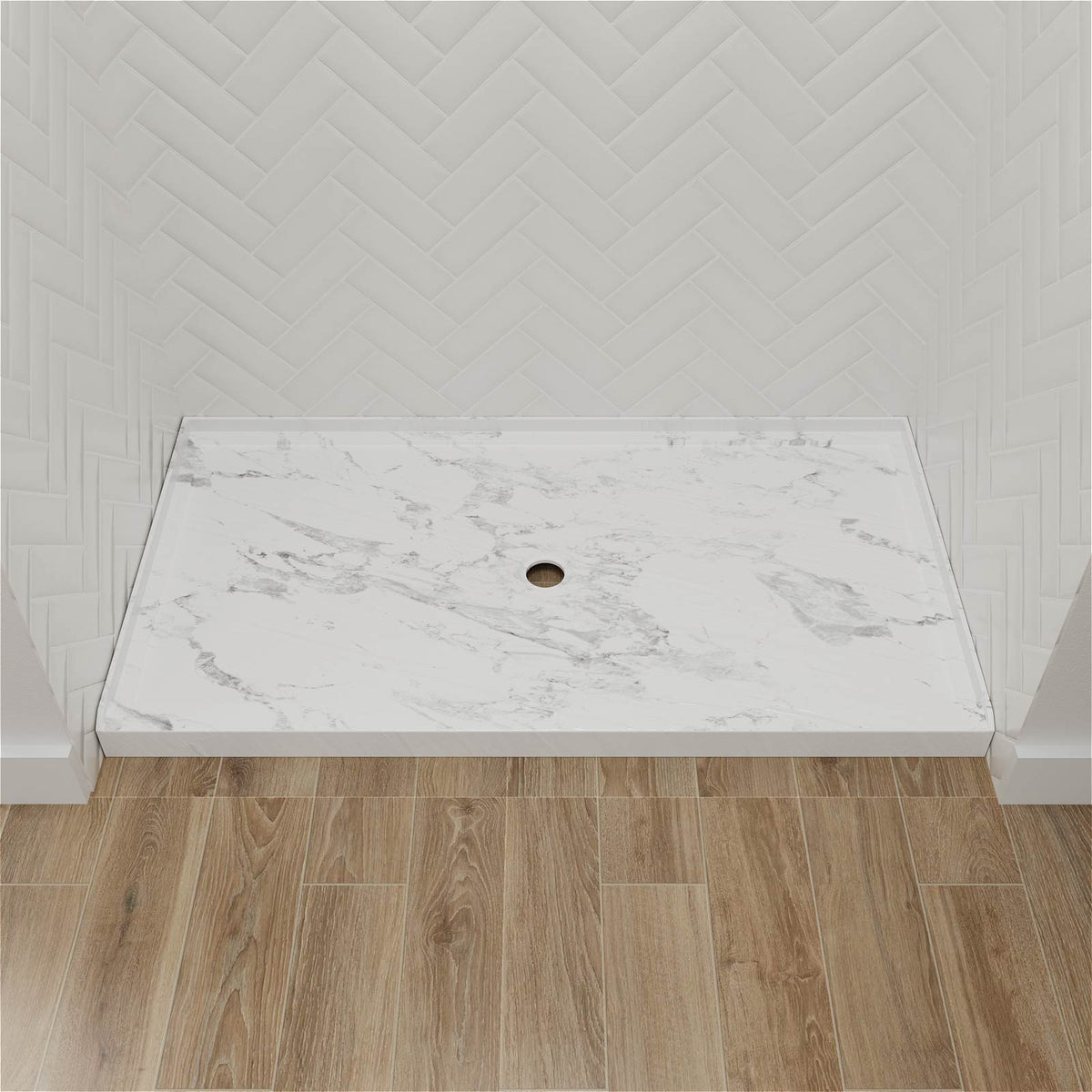 Mokleba 60"x36" Center Drain Anti-Slip Shower Pan