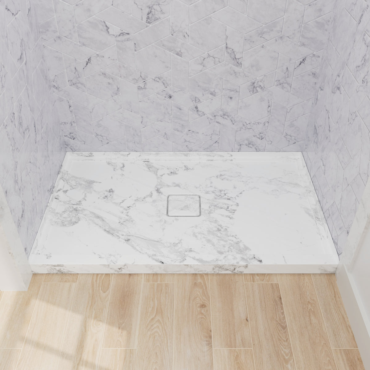 Mokleba 60"x36" Center Drain Square Outlet Shower Pan