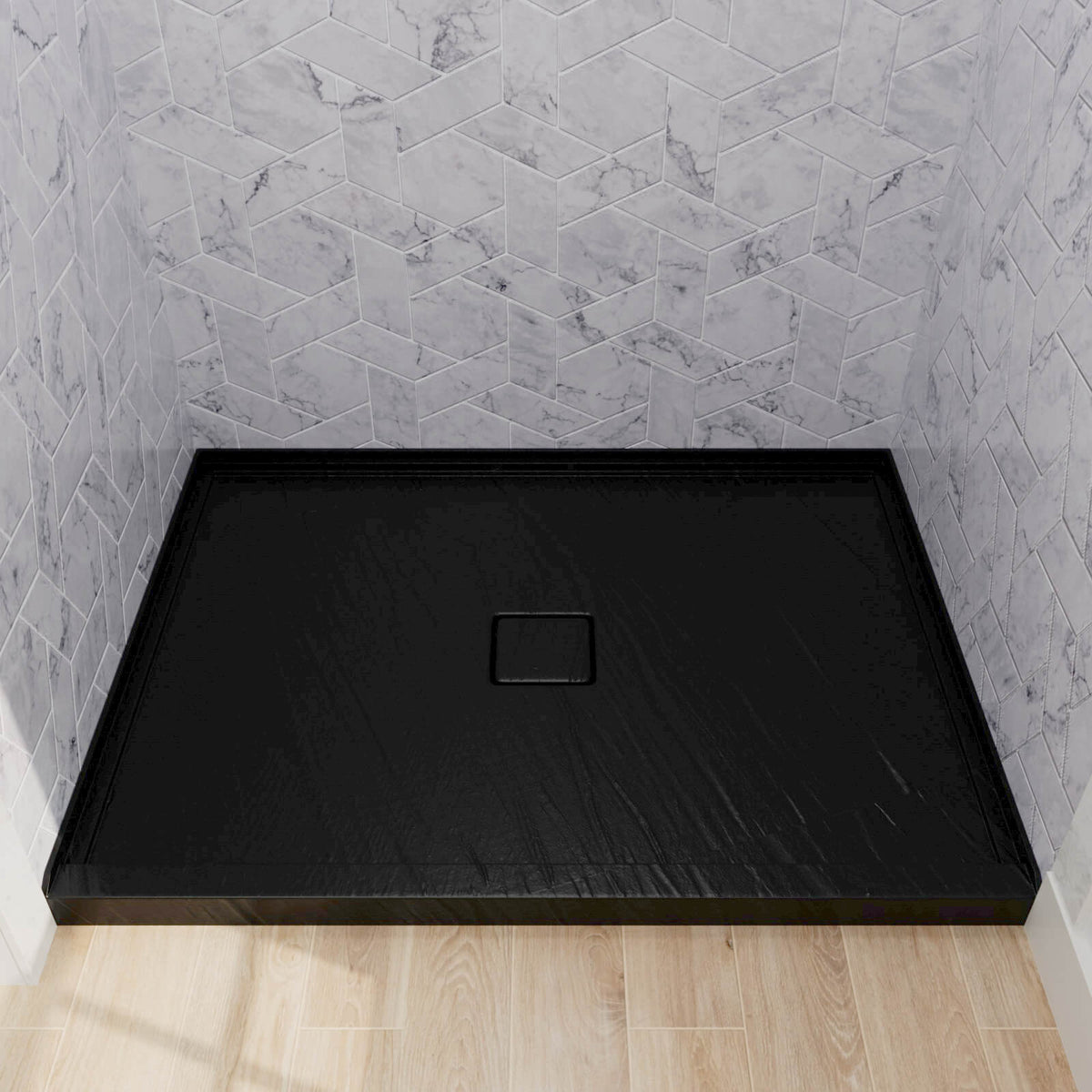 Mokleba 48"x36" Shower Pan with Square Outlet Center Drain