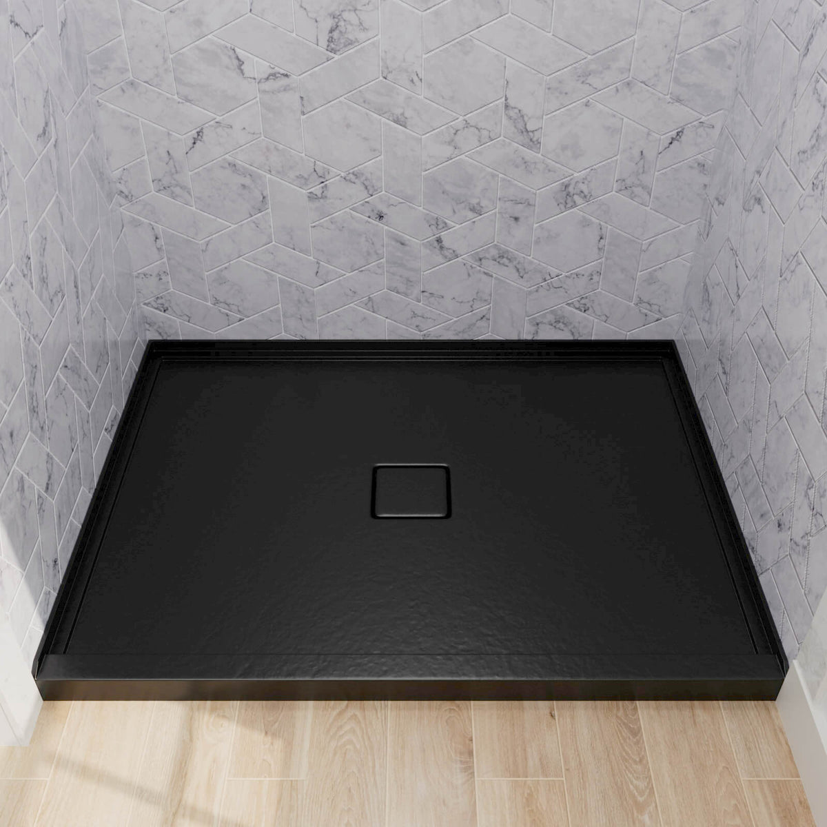 Mokleba 48"x36" Shower Pan with Square Outlet Center Drain