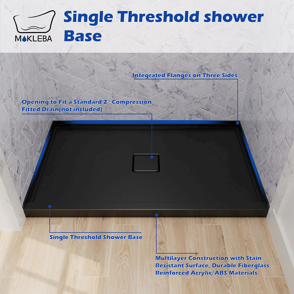 Mokleba 60"x36" Center Drain Square Outlet Shower Pan