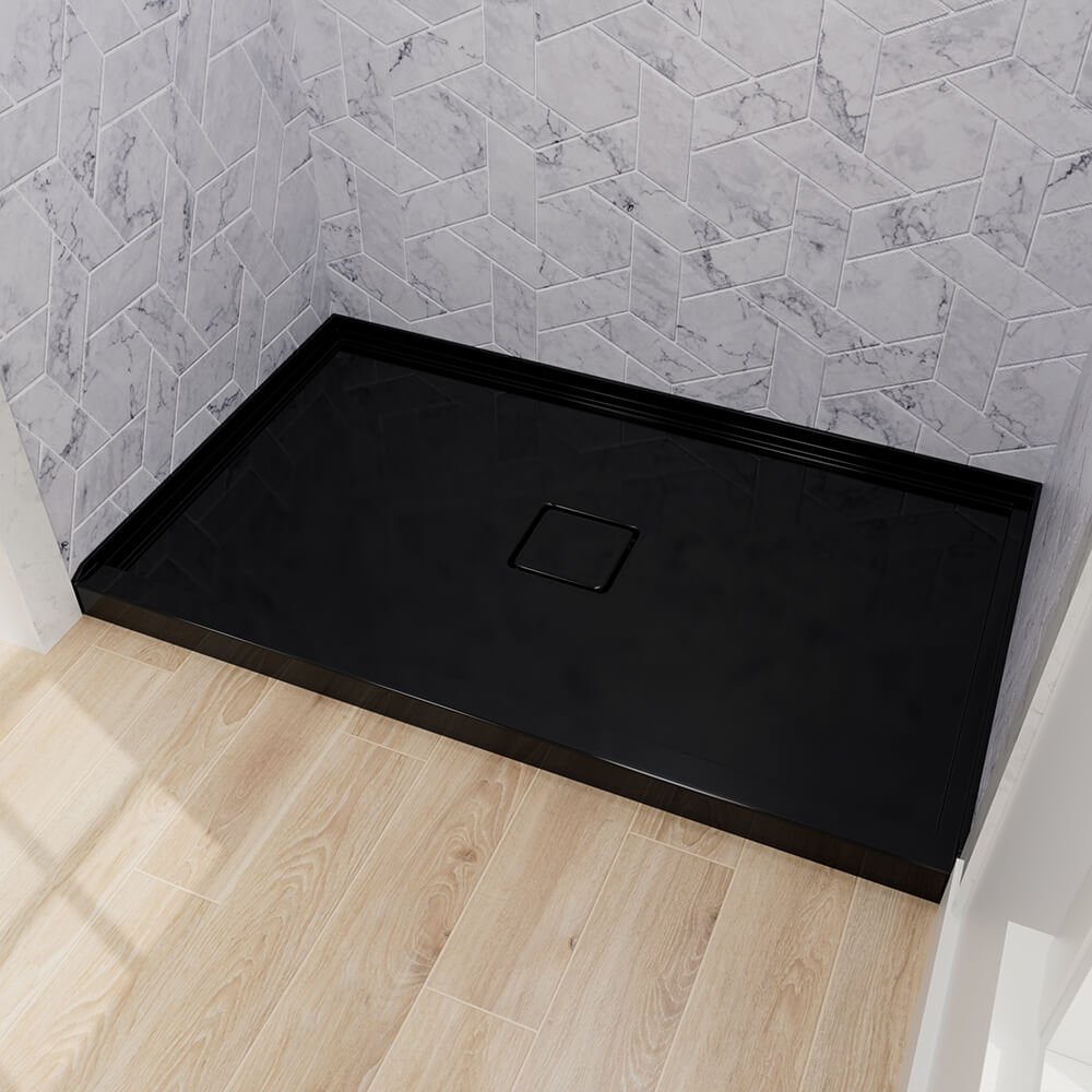 Mokleba 60" x 36" Shower Base with Center Drain, Magnetic Drain Cover, Acrylic Stone Composite, Slip-Resistant