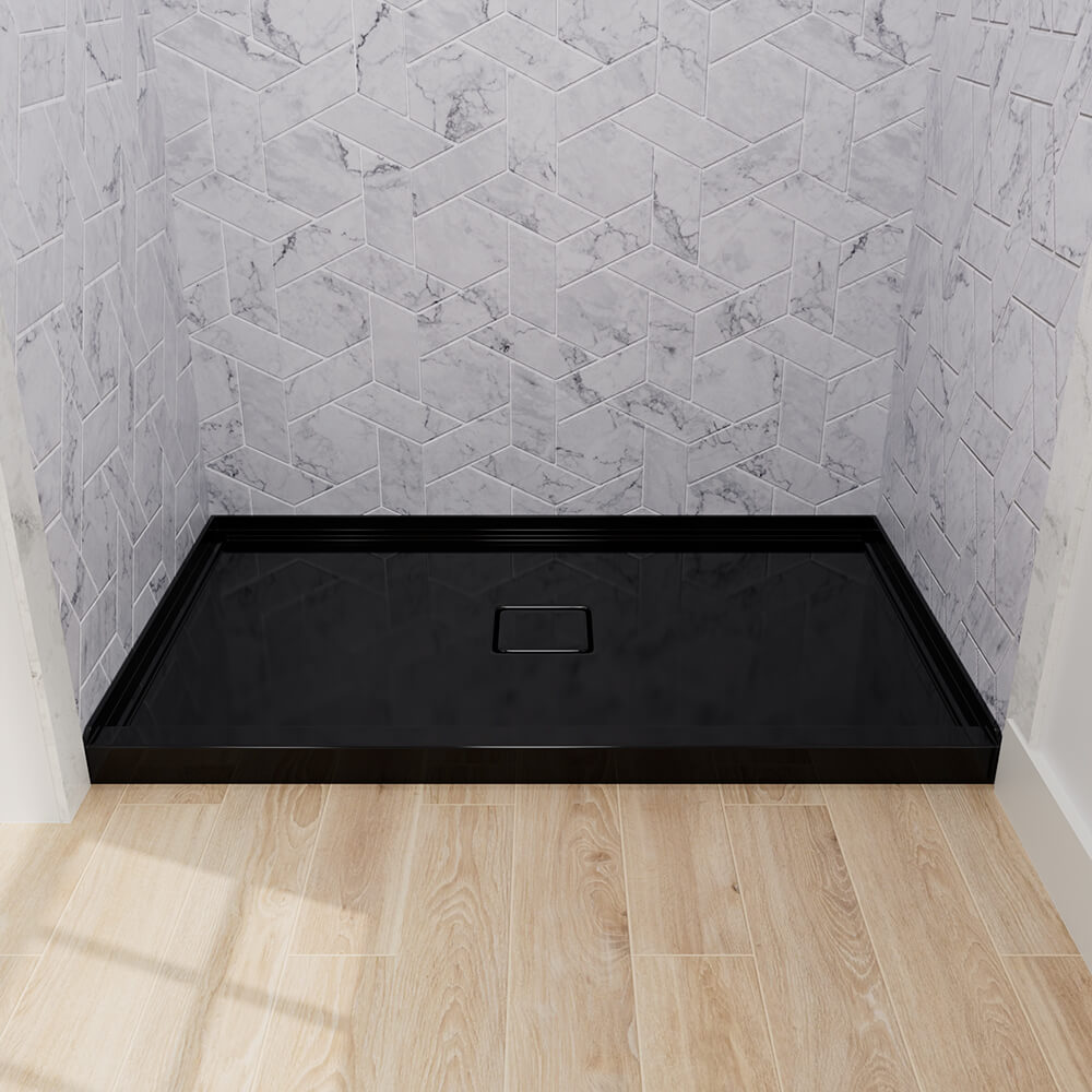 Mokleba 60" x 36" Shower Base with Center Drain, Magnetic Drain Cover, Acrylic Stone Composite, Slip-Resistant