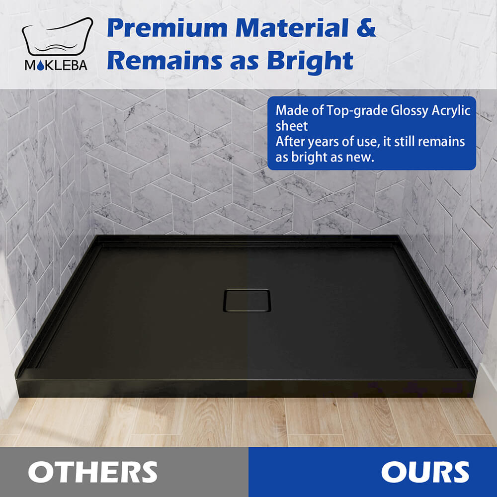 Mokleba 48"x36" Shower Pan with Square Outlet Center Drain