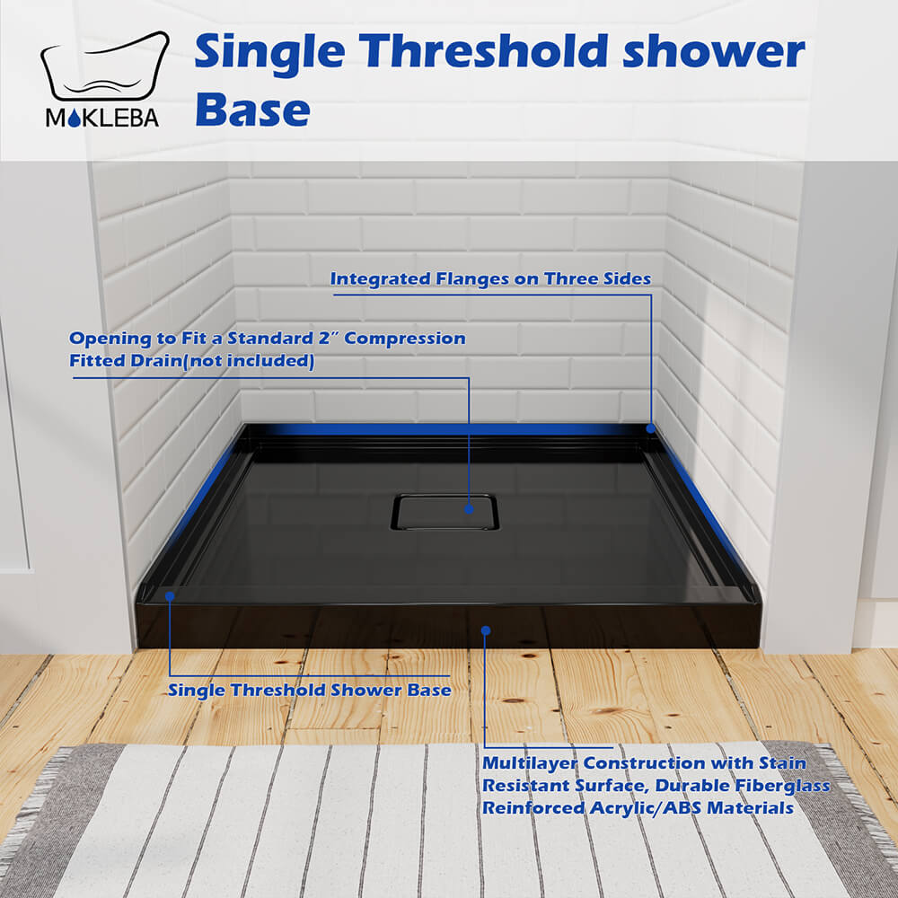 Mokleba 36" x 36" Acrylic Shower Base with Center Drain, Magnetic Drain Cover, Slip-Resistant Square Shower Pan