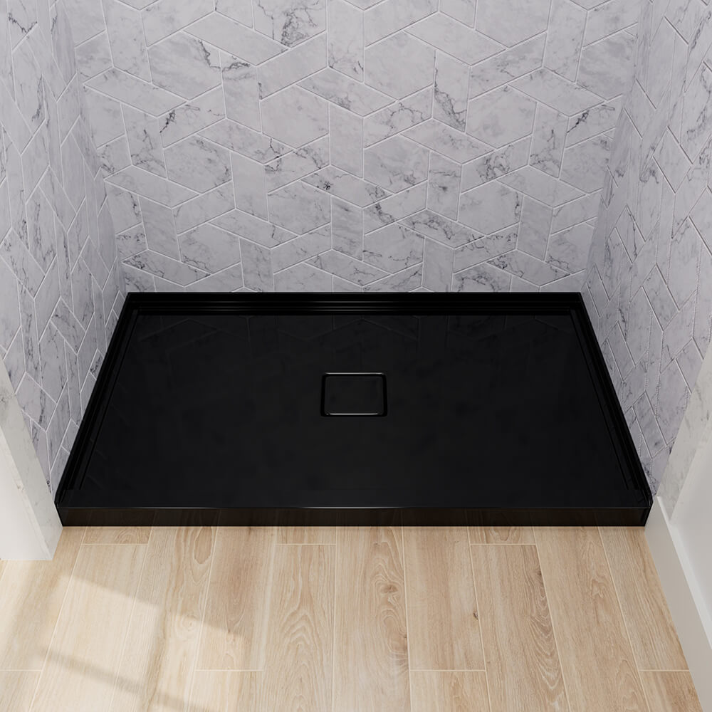 Mokleba 60" x 36" Shower Base with Center Drain, Magnetic Drain Cover, Acrylic Stone Composite, Slip-Resistant