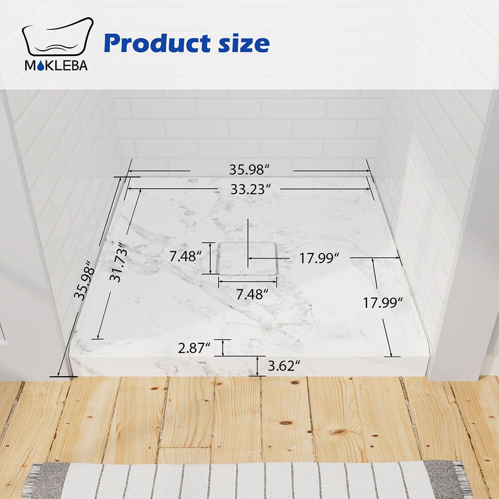 Mokleba 36"x36" Square Center Drain Shower Pan