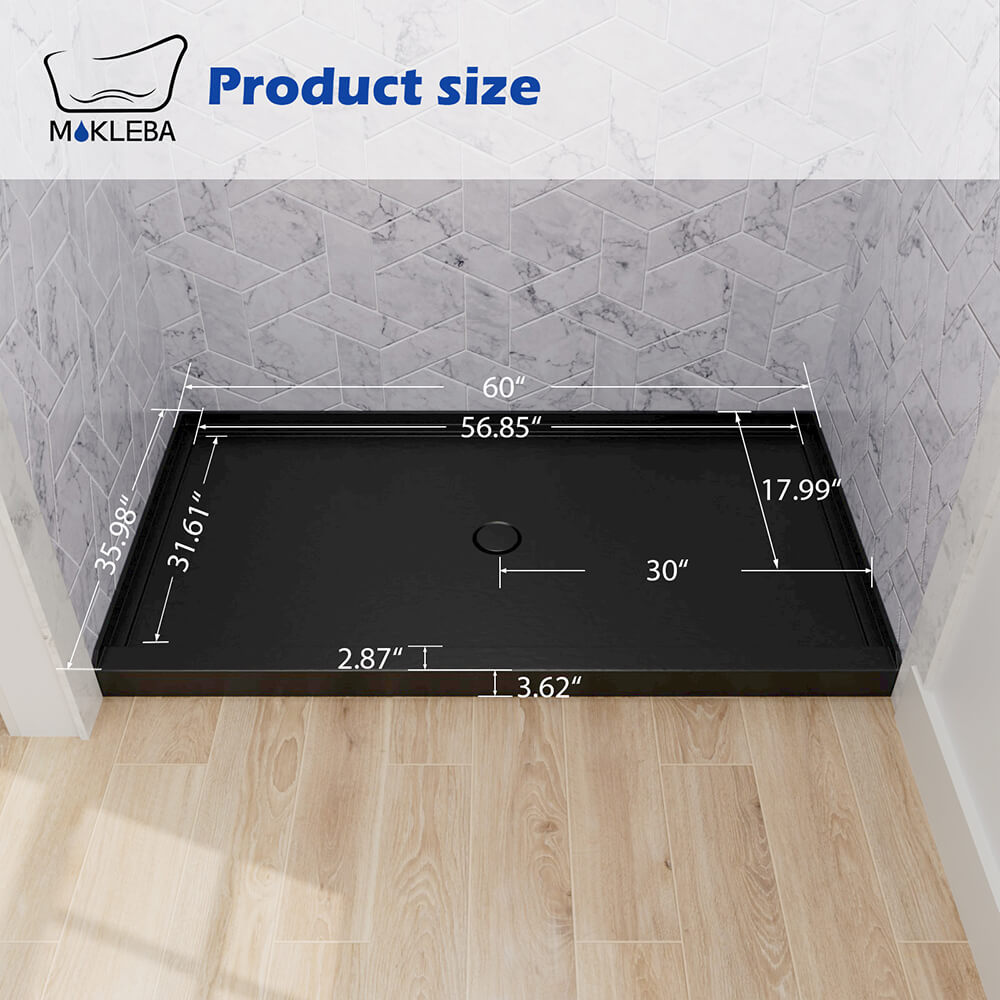 Mokleba 60"x36" Center Drain Anti-Slip Shower Pan
