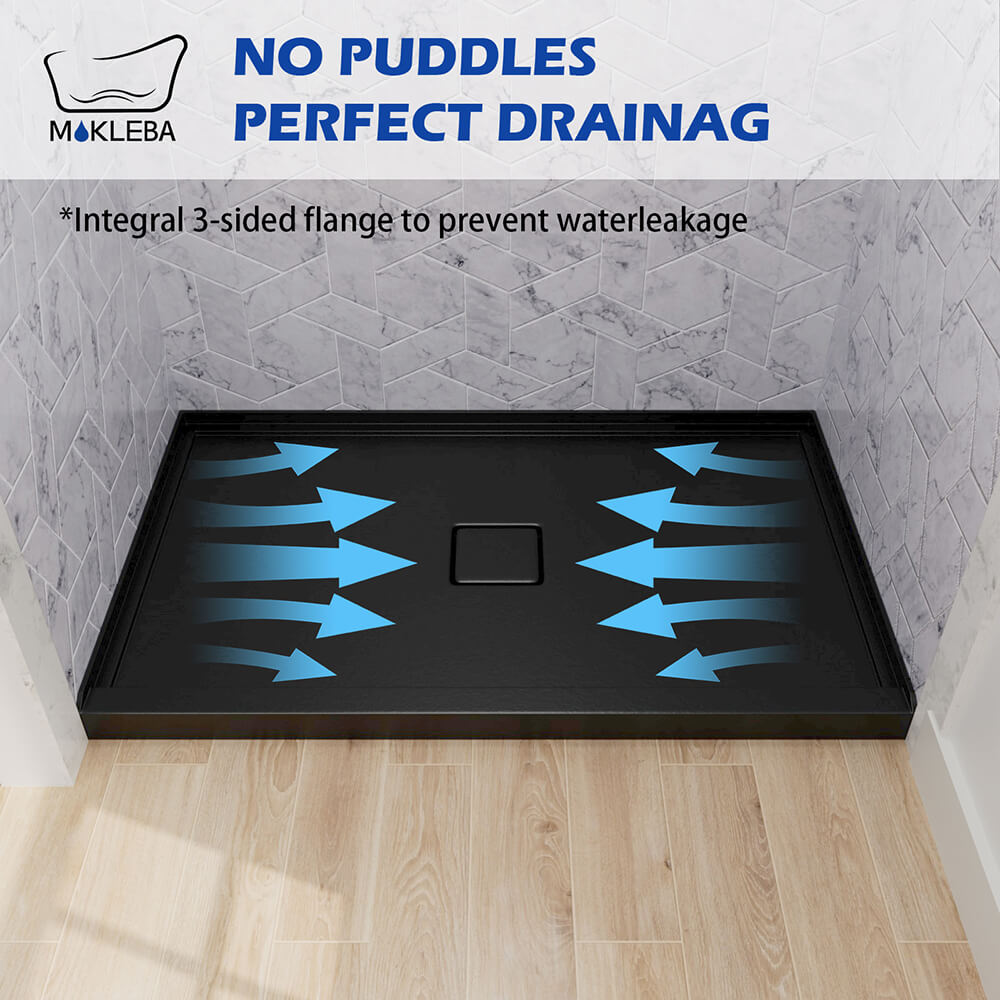 Mokleba 60"x36" Center Drain Square Outlet Shower Pan