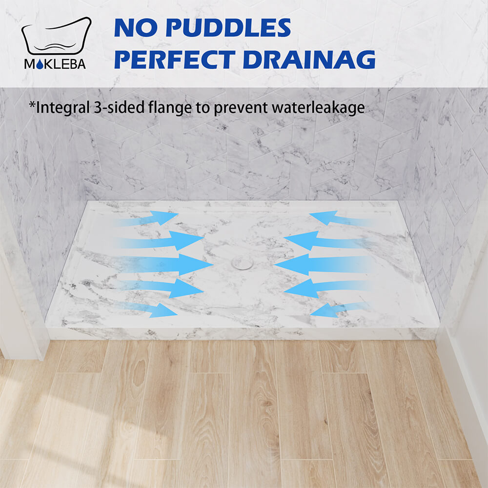 Mokleba 60"x36" Center Drain Anti-Slip Shower Pan