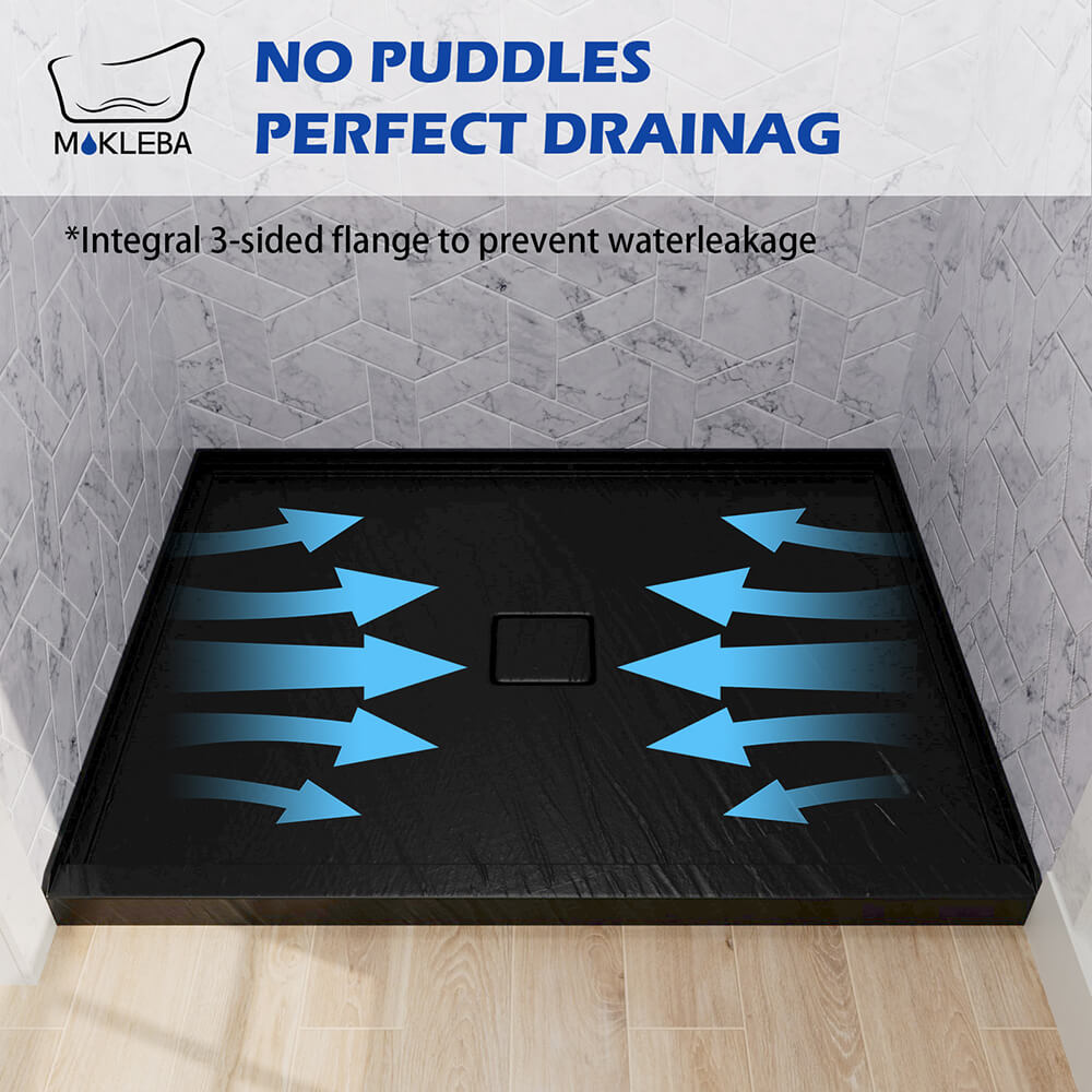 Mokleba 48"x36" Shower Pan with Square Outlet Center Drain