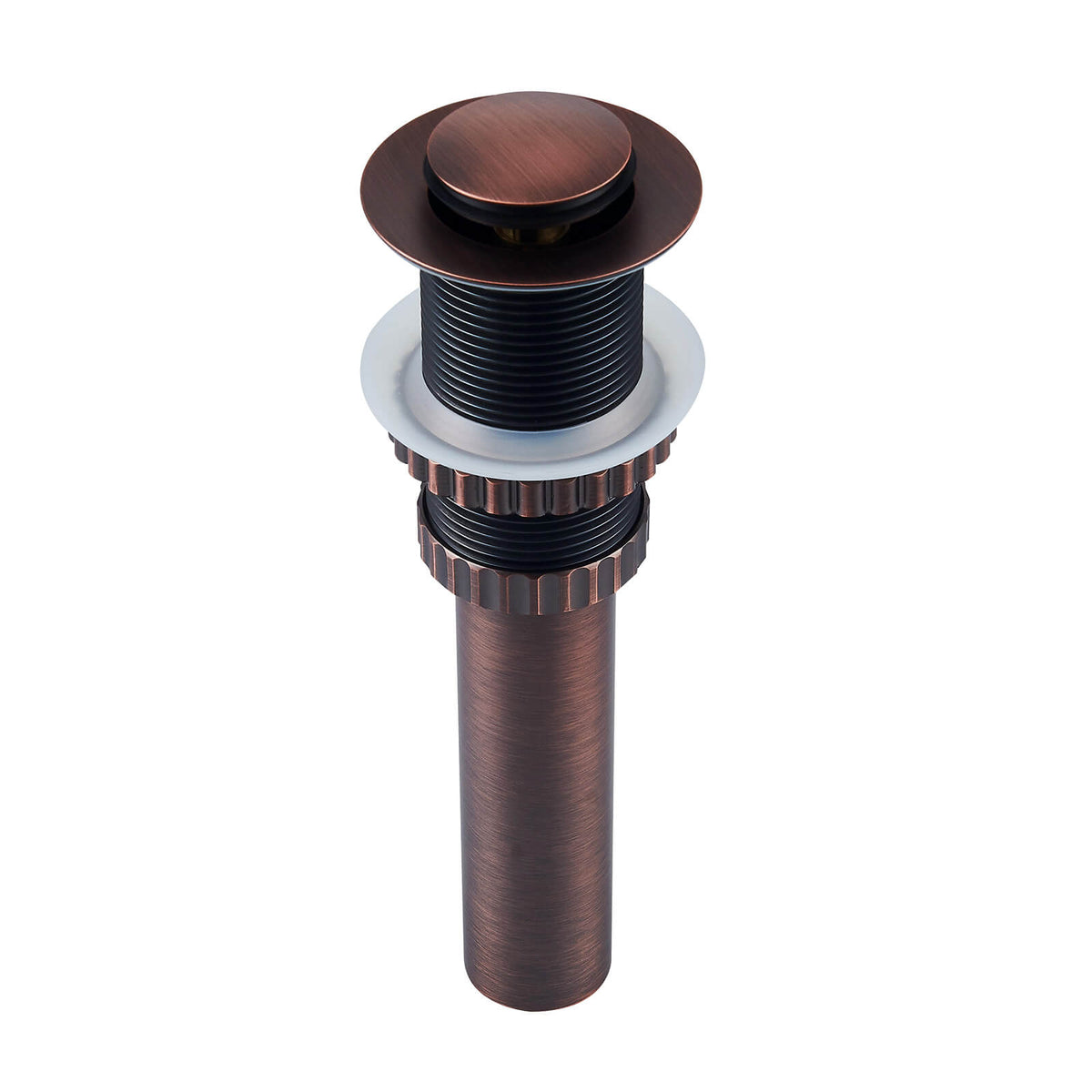 Solid Brass No-Overflow Sink Drain with Hand-Tighten Lock Nut, 5 Finishes