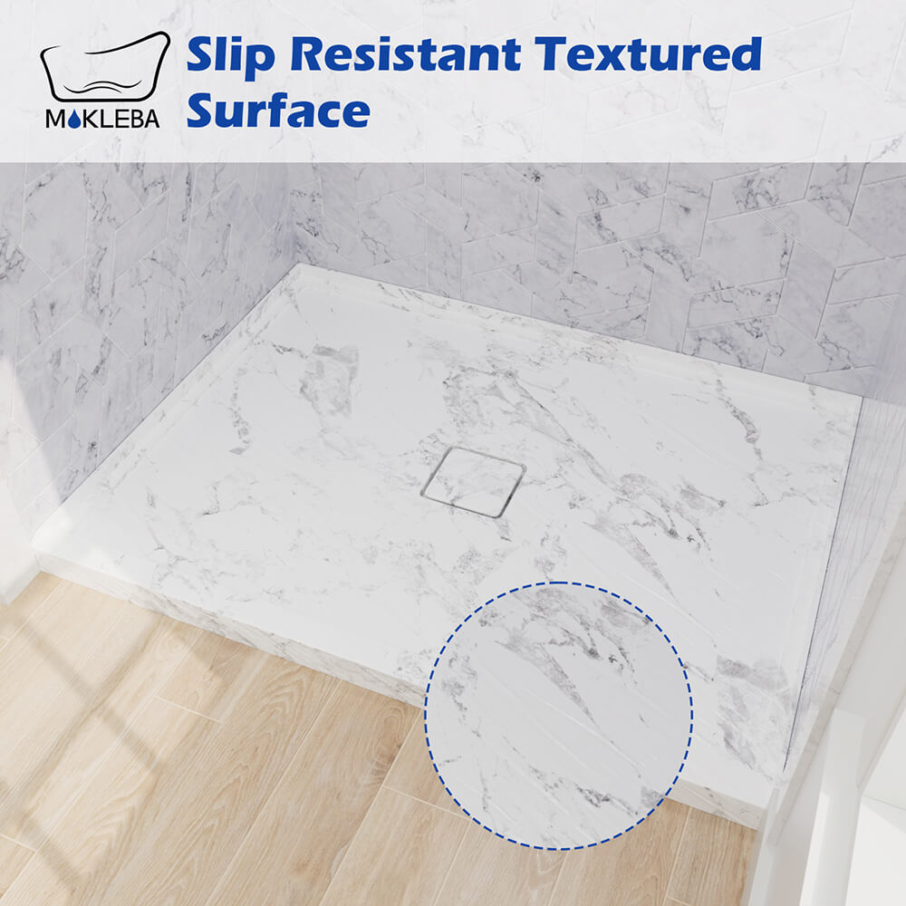 Mokleba 48"x36" Shower Pan with Square Outlet Center Drain