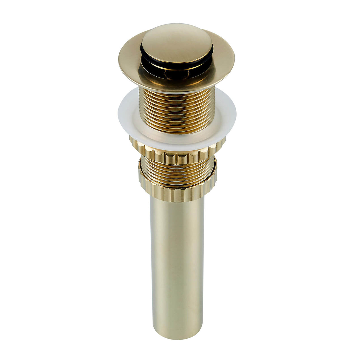 Solid Brass No-Overflow Sink Drain with Hand-Tighten Lock Nut, 5 Finishes